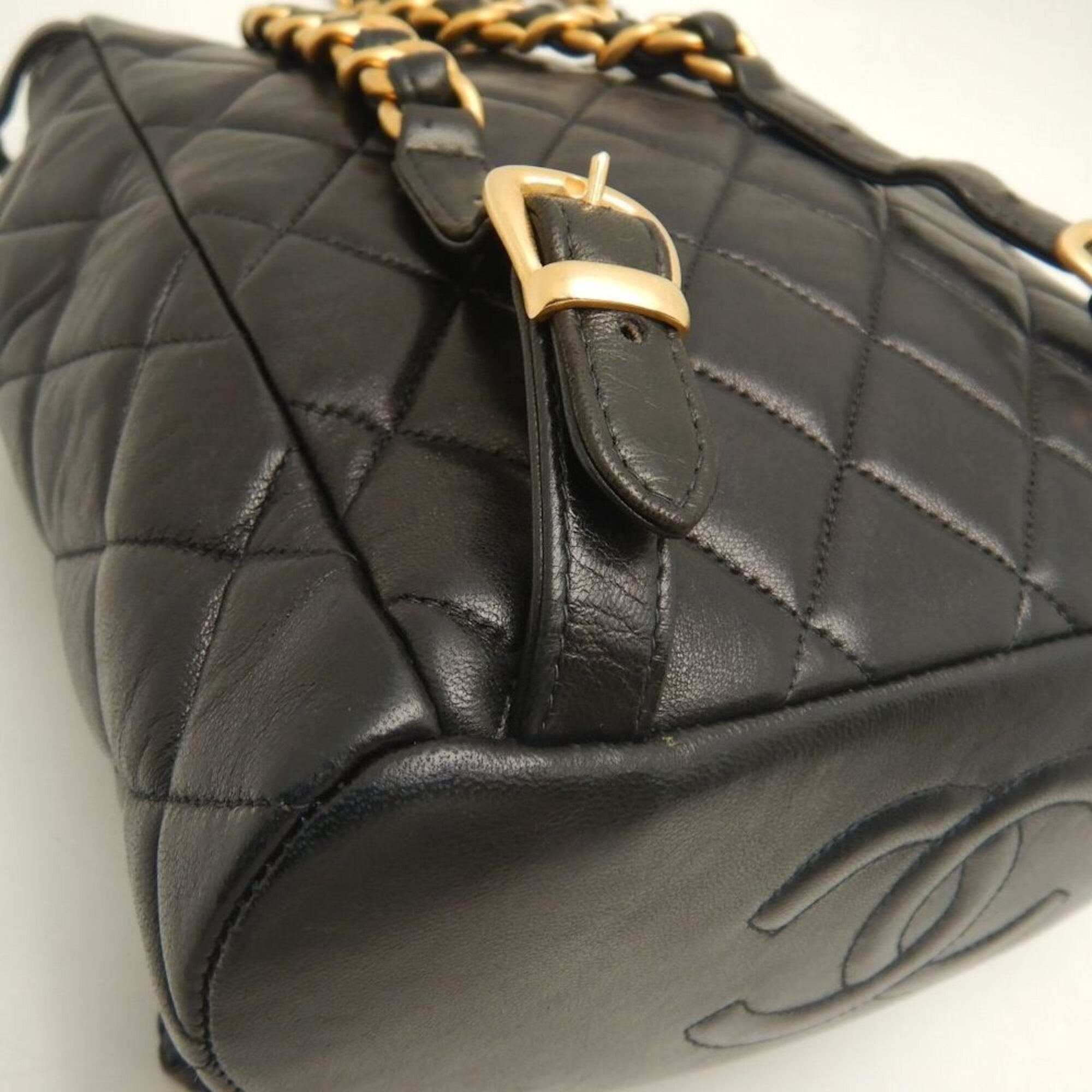 Chanel Matelasse Black Leather Backpack (Pre-Owned)
