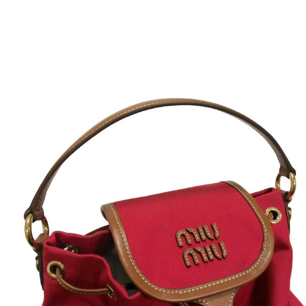 Miu Miu Red Color Cotton Canvas Backpack (Pre-Owned)