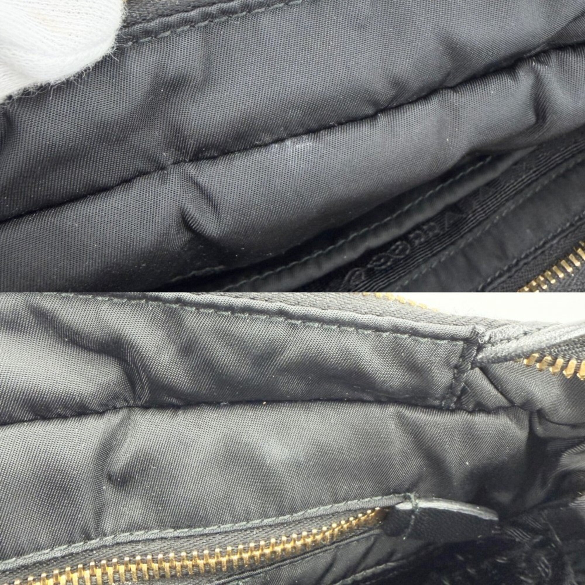 Prada Black Nylon Handbag Pouch Shoulder Bag Tote Bag (Pre-Owned)
