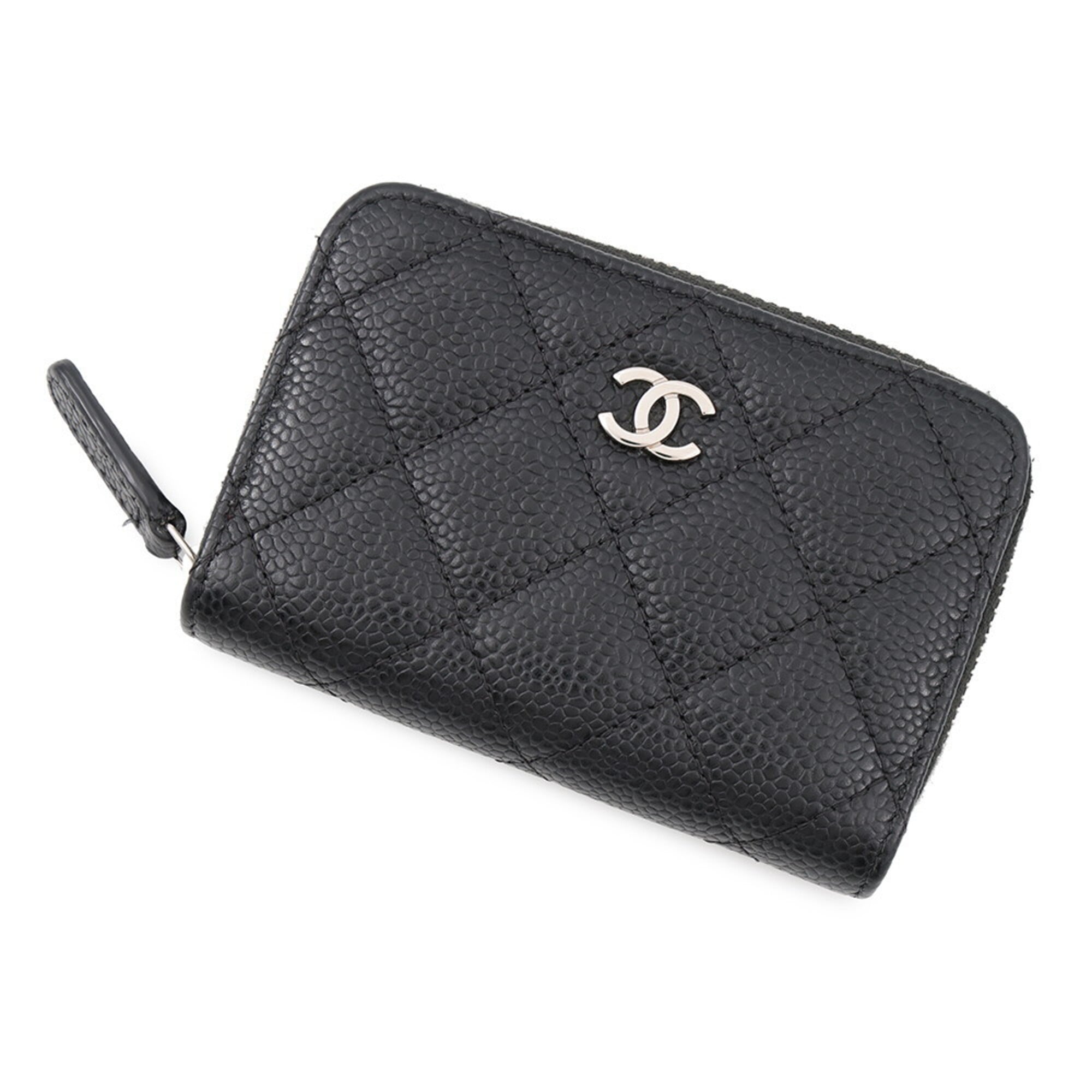 Chanel Matelasse Black Grained Calfskin Coin Purse/Coin Case (Pre-Owned)