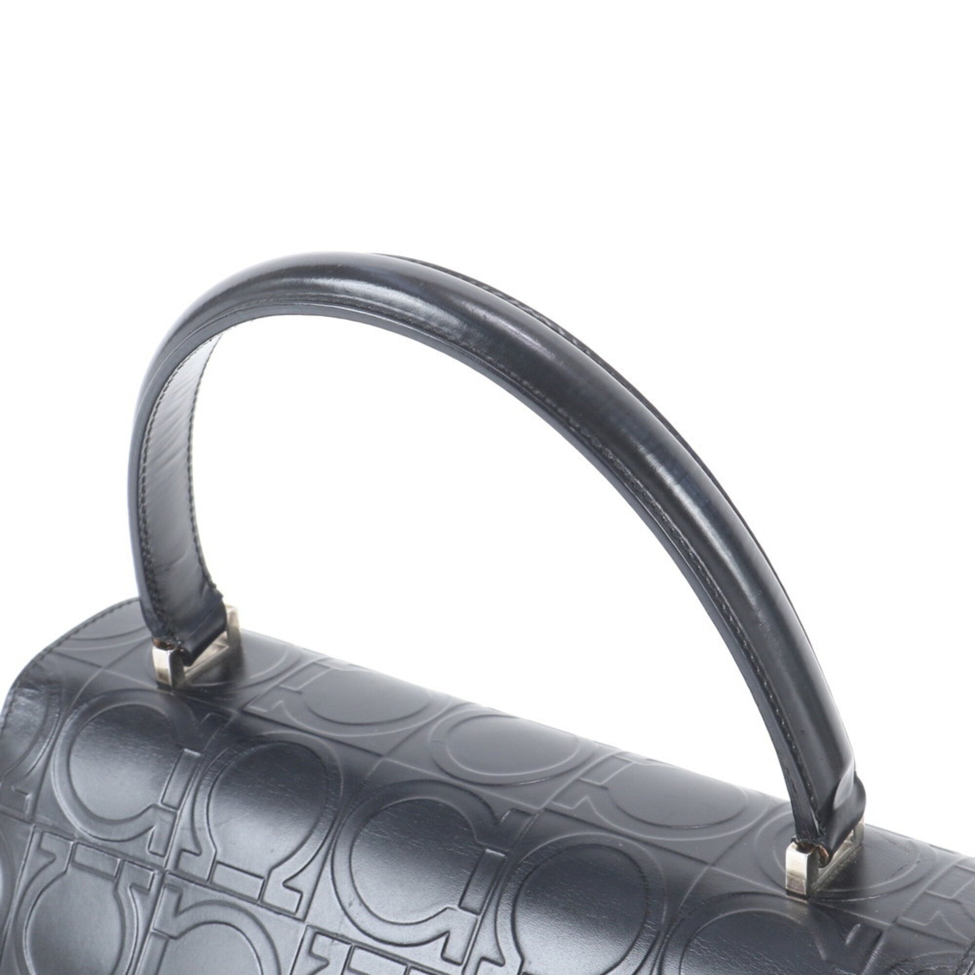 Salvatore Ferragamo Black Leather Handbag Tote Bag (Pre-Owned)