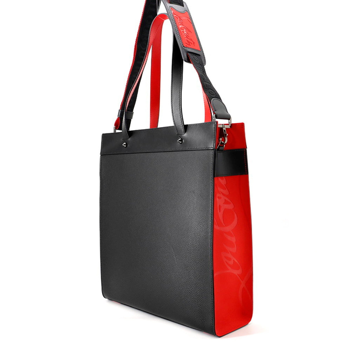 Christian Louboutin Black Red Color Leather Tote Bag (Pre-Owned)