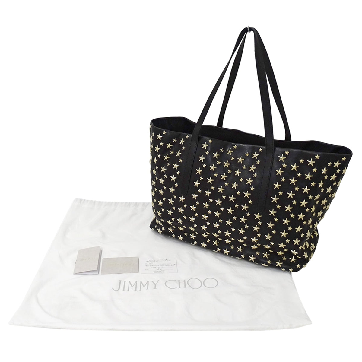 Jimmy Choo Black Leather Handbag Tote Bag (Pre-Owned)