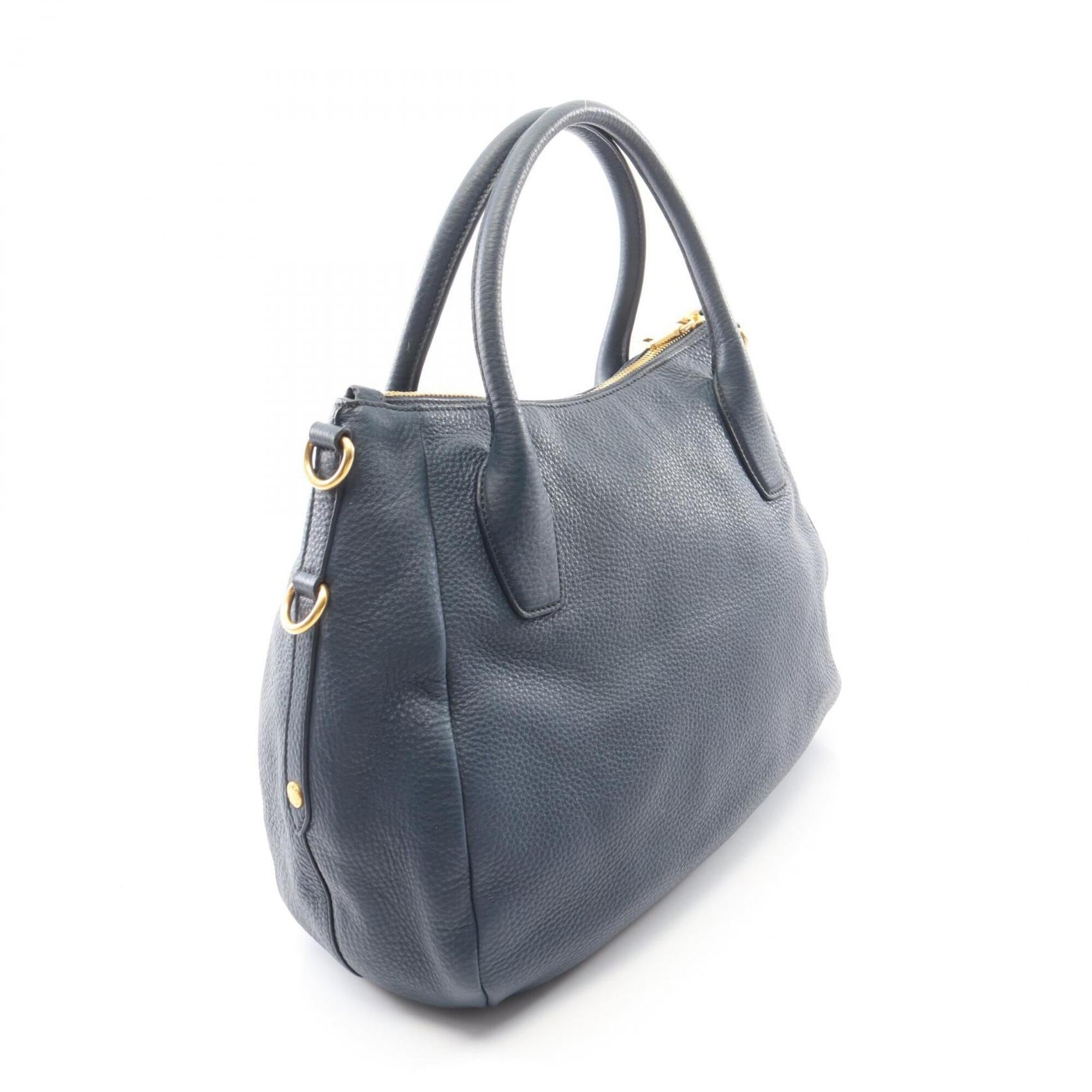 Prada Navy Vitello Daino Handbag Tote Bag (Pre-Owned)