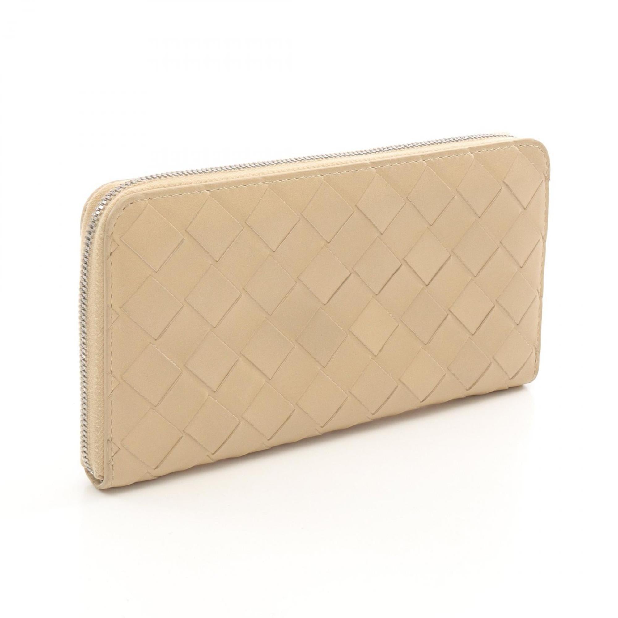 Bottega Veneta Beige Leather Long Wallet (Bi-Fold) (Pre-Owned)