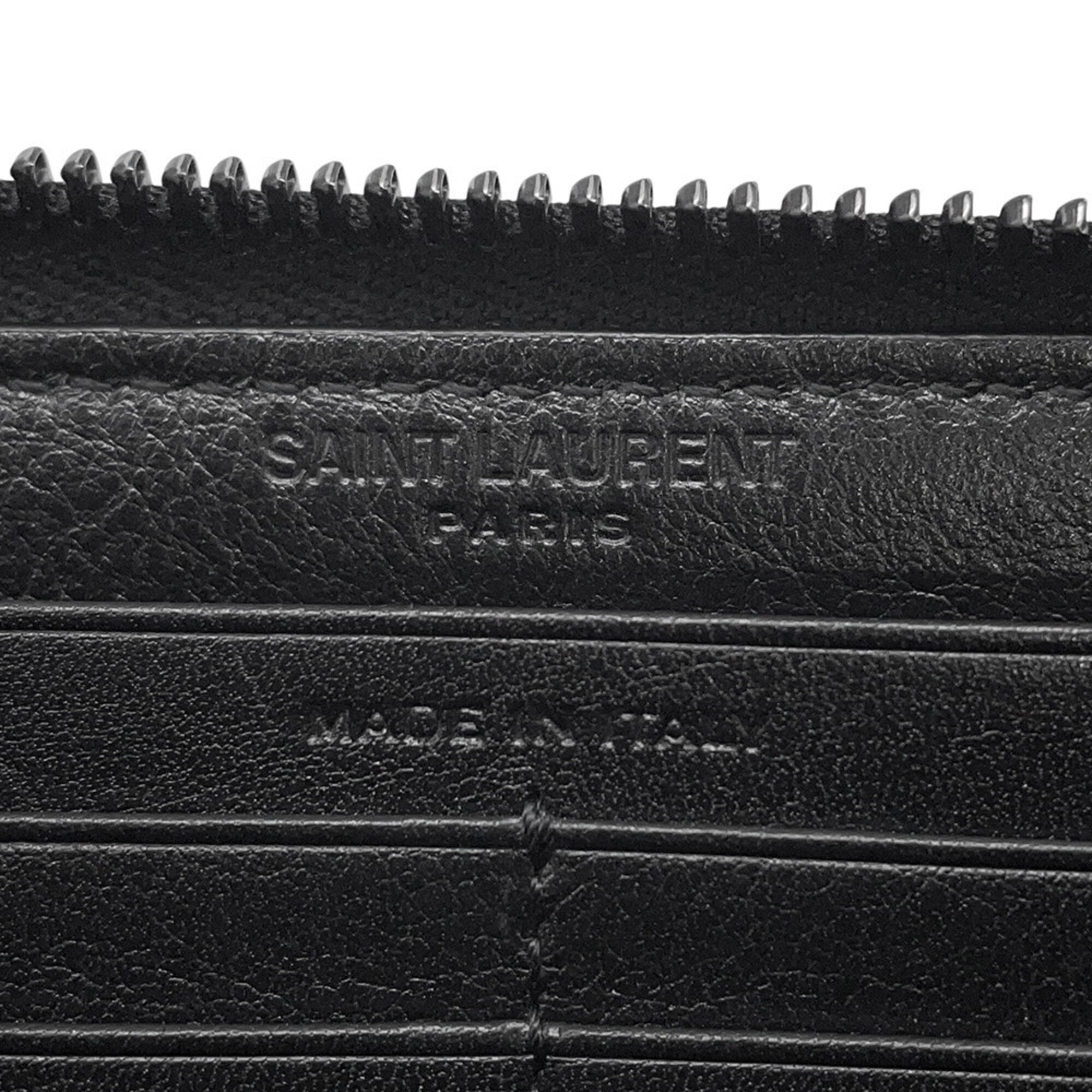 Yves Saint Laurent Black Leather Long Wallet (Bi-Fold) (Pre-Owned)