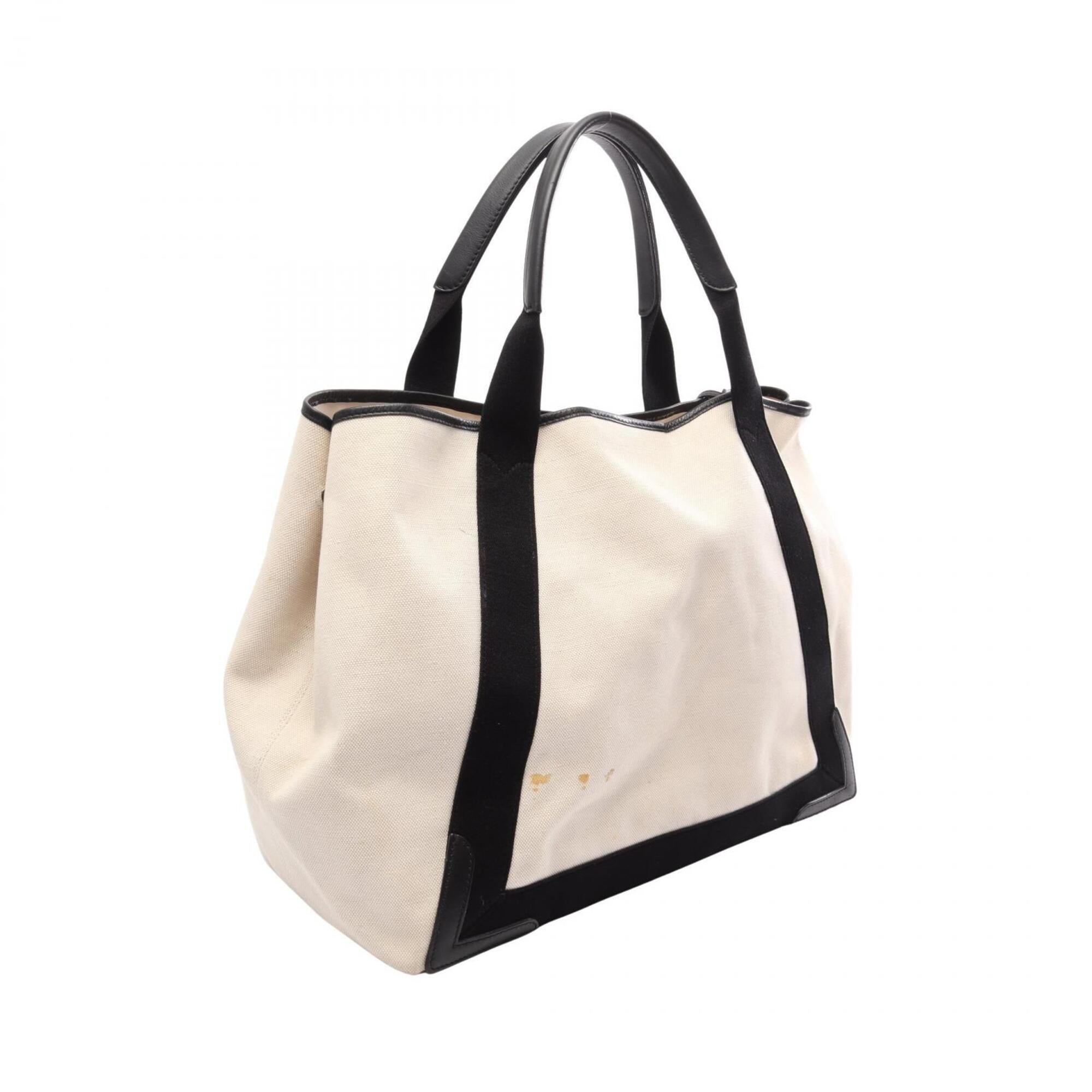 Balenciaga Black White Canvas Leather Handbag Tote Bag (Pre-Owned)