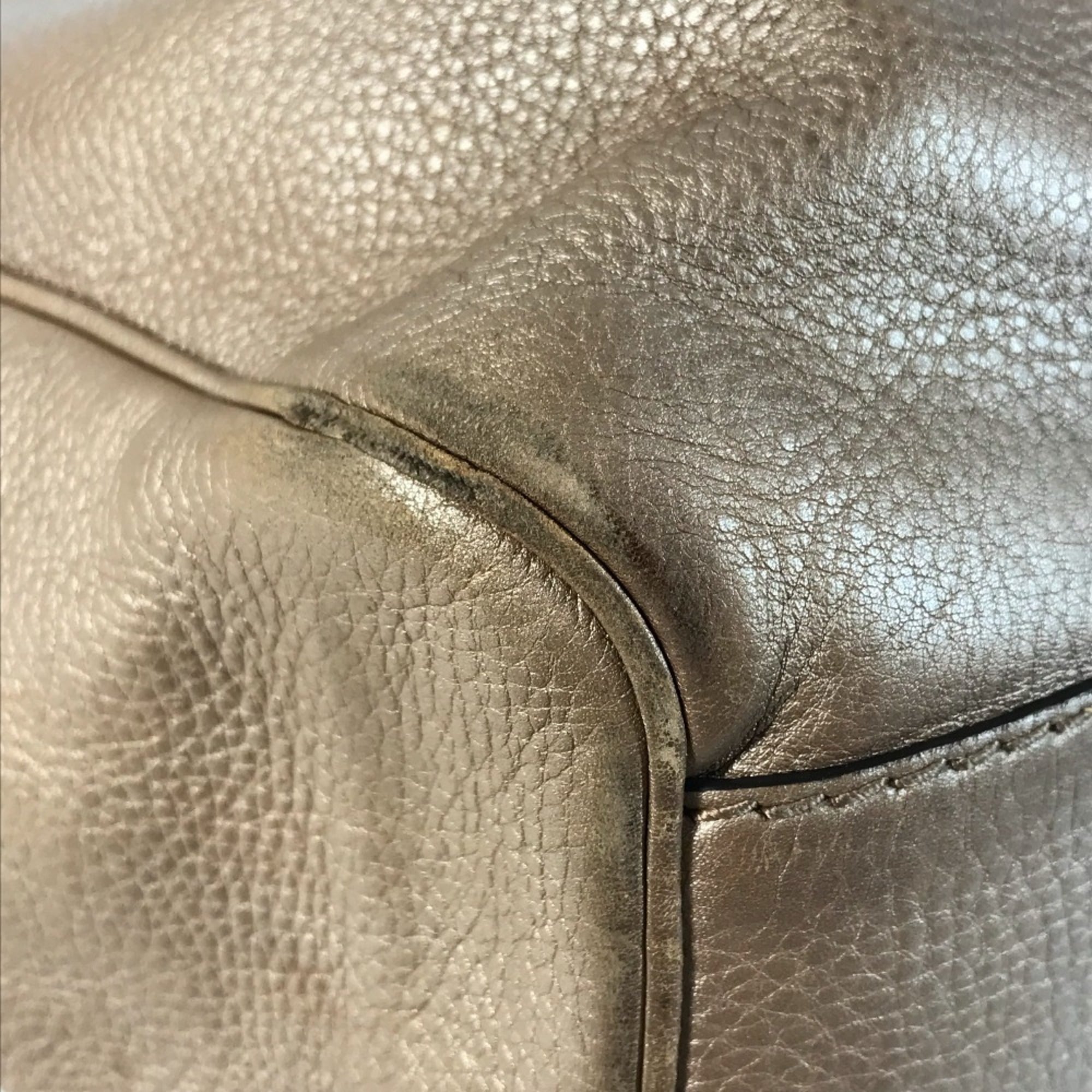 Gucci Beige Pink Metallic Pink Leather Shoulder Bag Tote Bag (Pre-Owned)