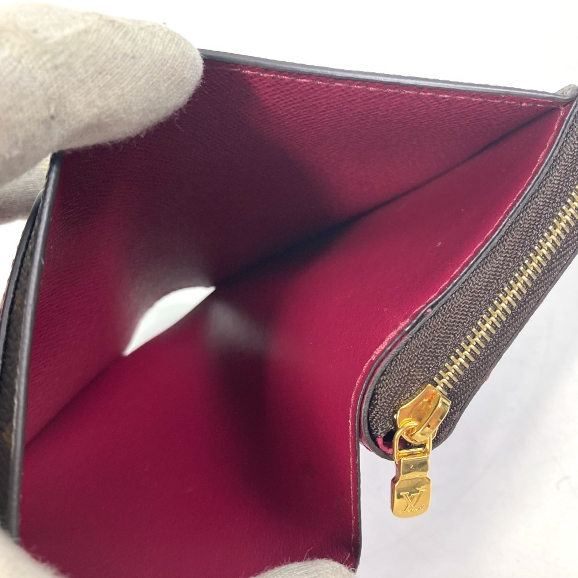 Louis Vuitton Monogram Brown Fuchsia Monogram Wallet (Bi-Fold) (Pre-Owned)