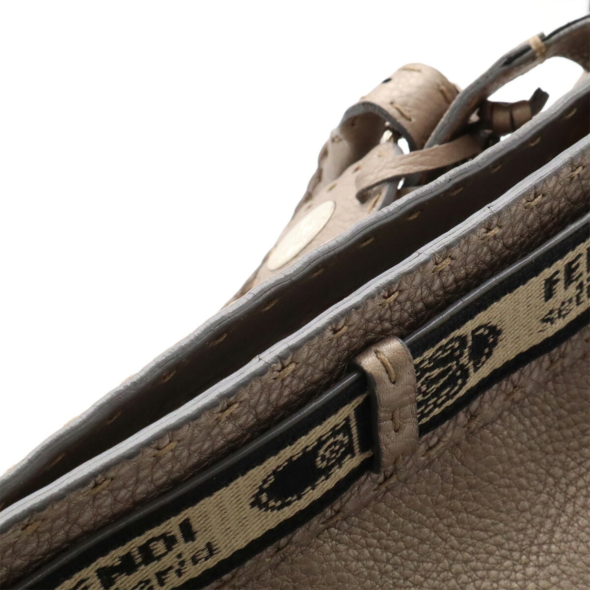 Fendi Selleria Grayish Leather Handbag (Pre-Owned)