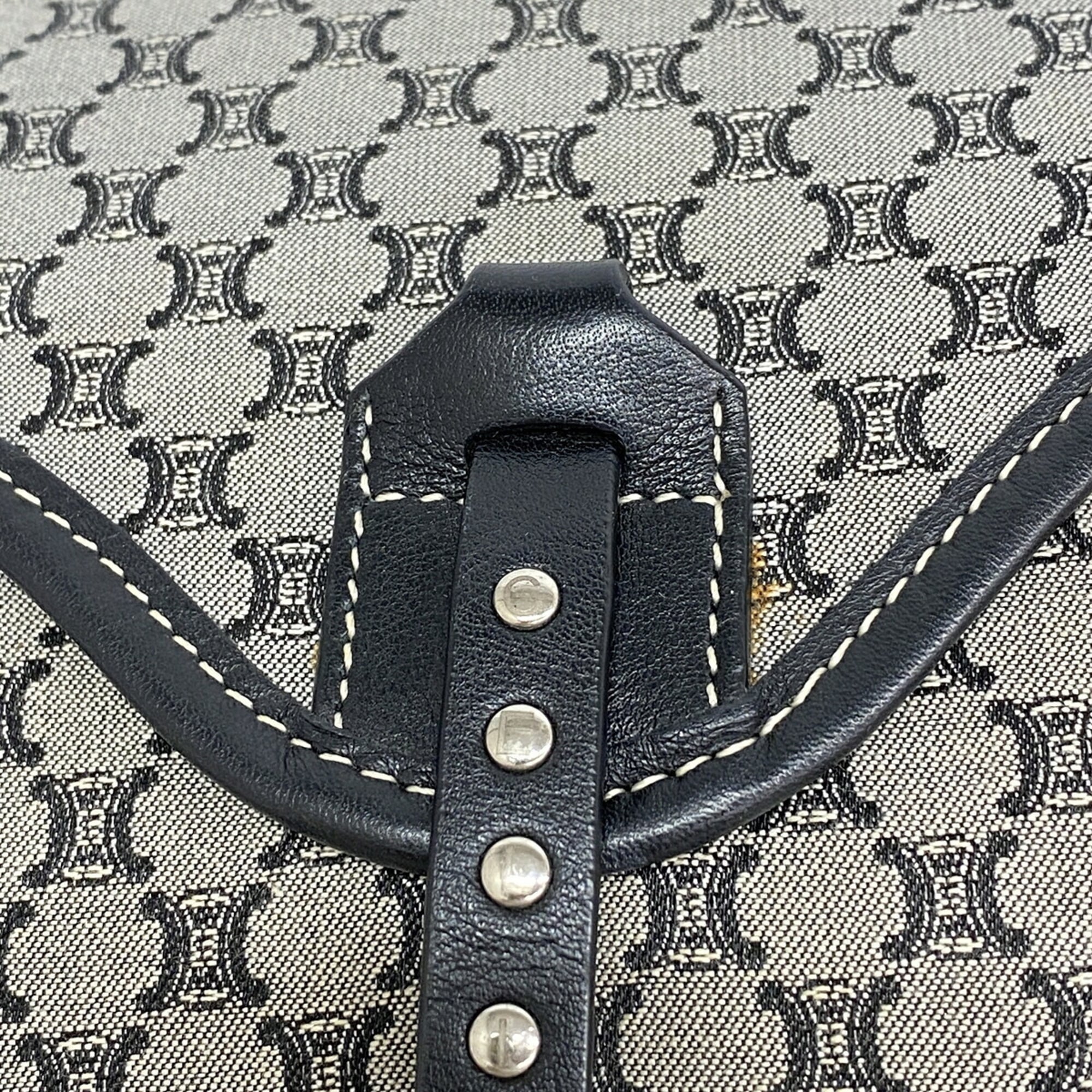 Celine Black Gray Nylon Canvas Handbag (Pre-Owned)