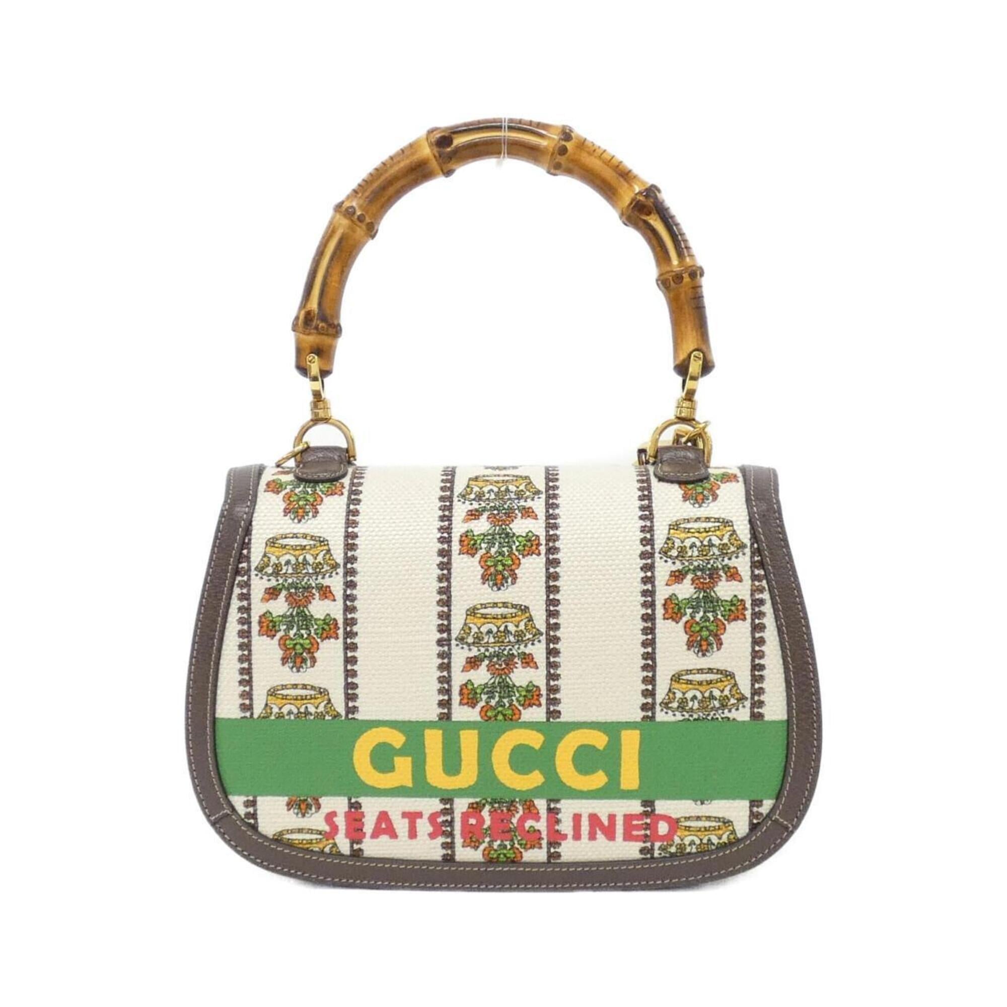 Gucci Brown Ivory Multi-Color Canvas Handbag (Pre-Owned)