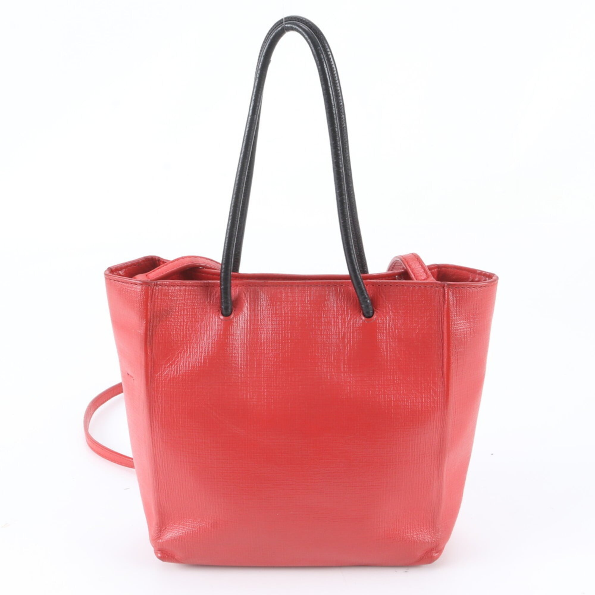 Balenciaga Red Color Leather Handbag Shoulder Bag Tote Bag (Pre-Owned)