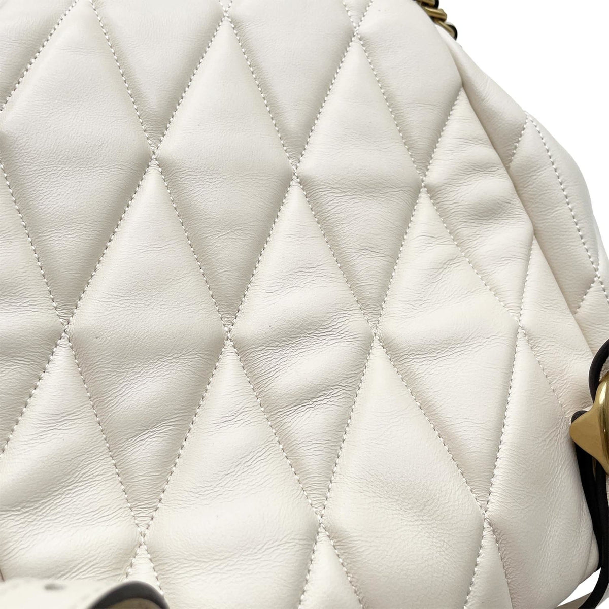 Coach Gold White Leather Backpack (Pre-Owned)