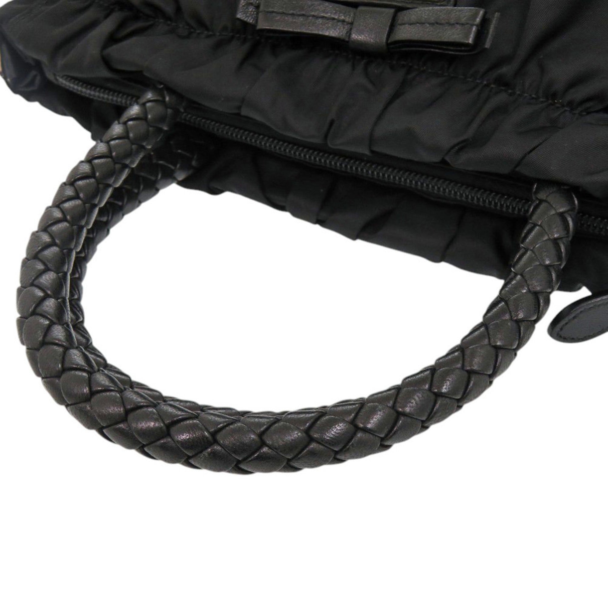 Prada Black Nylon Leather Handbag (Pre-Owned)