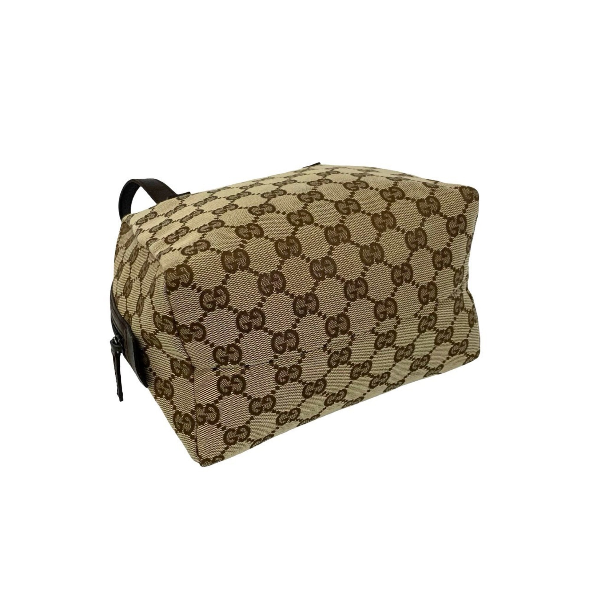 Gucci Brown Canvas Leather Boston Bag Handbag (Pre-Owned)