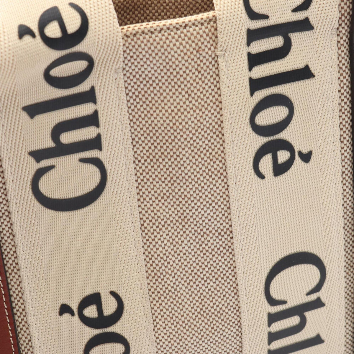 Chloé Brown Ivory Canvas Handbag (Pre-Owned)