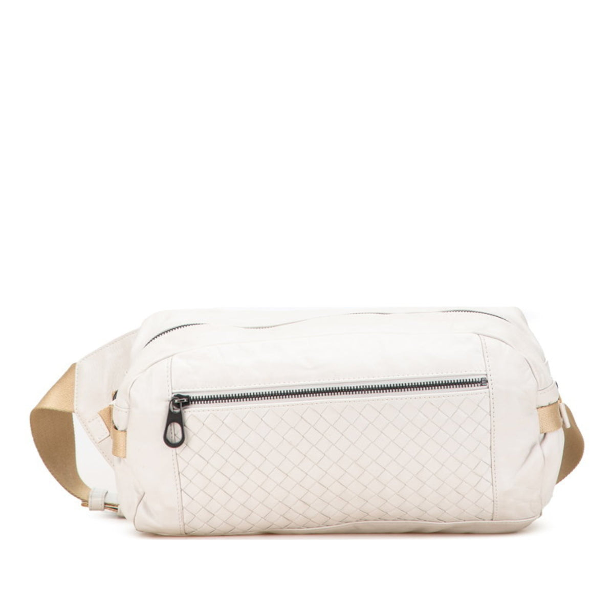Bottega Veneta Beige White Leather Fanny Pack (Pre-Owned)