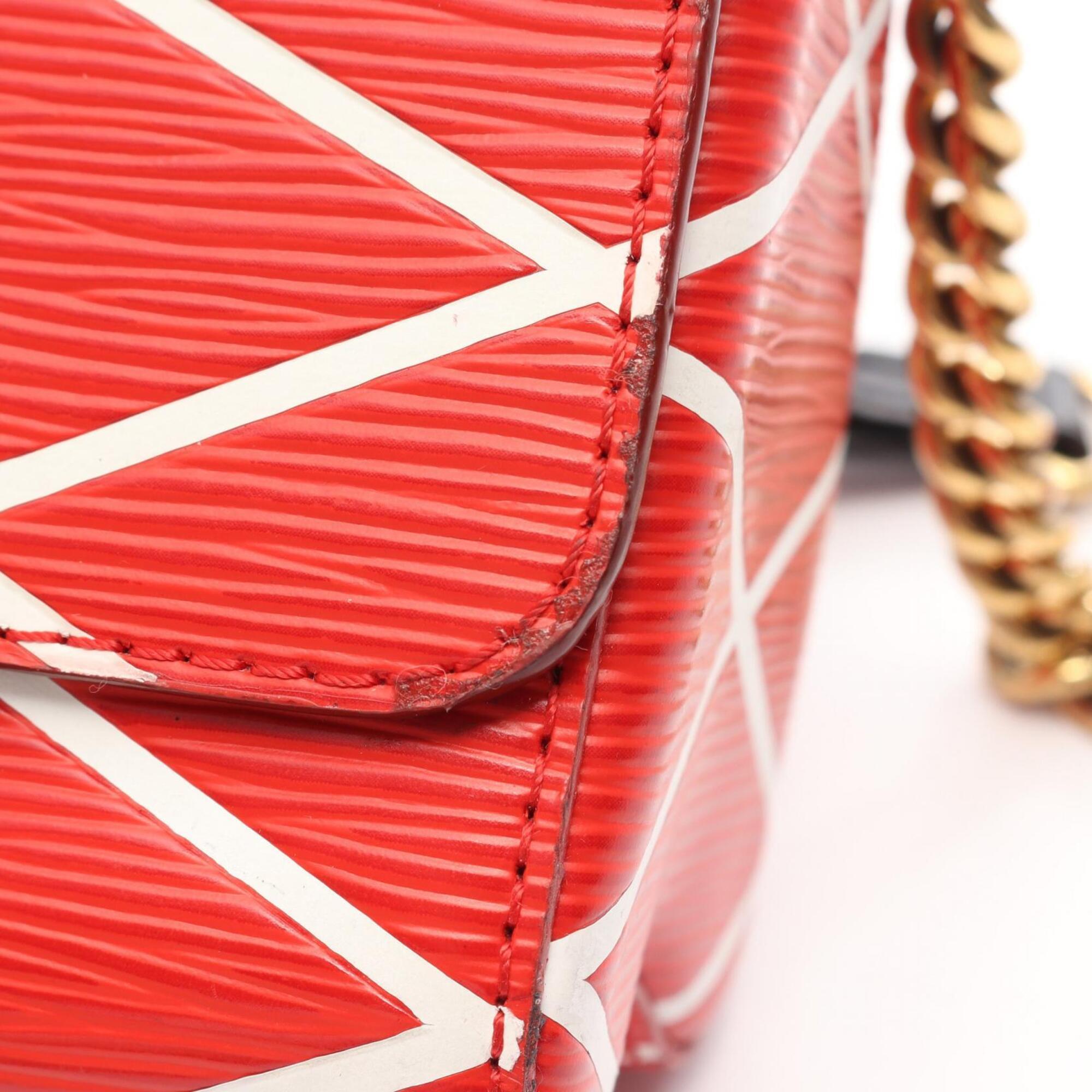 Louis Vuitton Red Color White Leather Handbag Shoulder Bag (Pre-Owned)