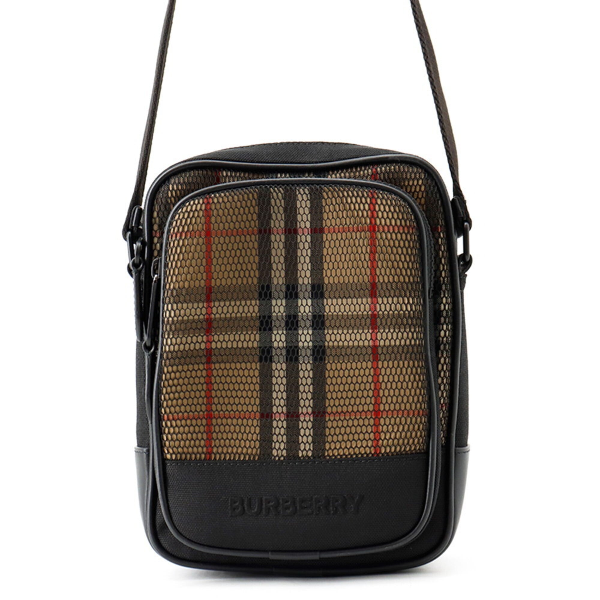 Burberry Black Multi-Color Canvas Leather Handbag Shoulder Bag (Pre-Owned)