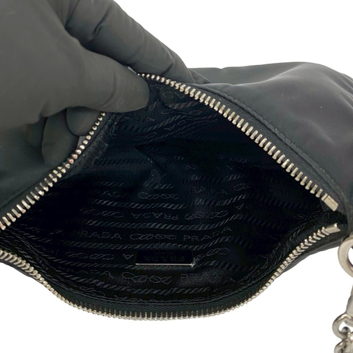 Prada Black Nylon Leather Pouch Shoulder Bag (Pre-Owned)
