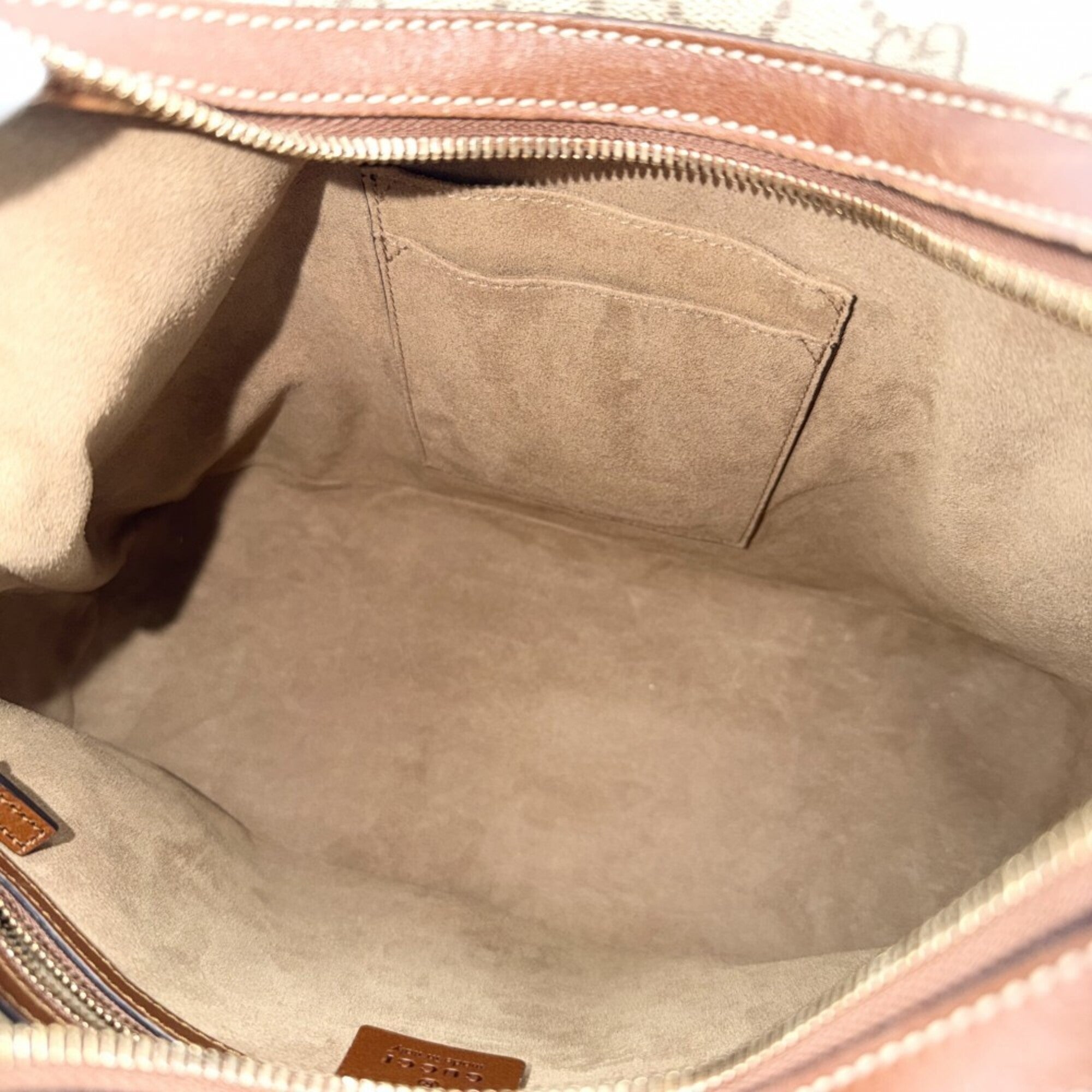 Gucci Beige Brown Gg Supreme Leather Handbag Shoulder Bag (Pre-Owned)