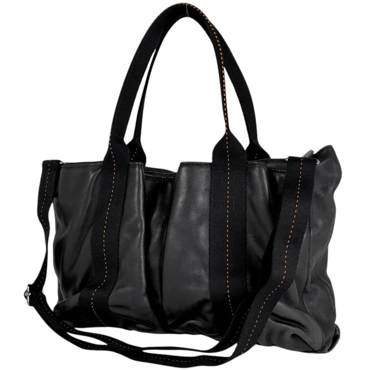 Hermes Caravan Horizontal Black Veau Derma Handbag (Pre-Owned)