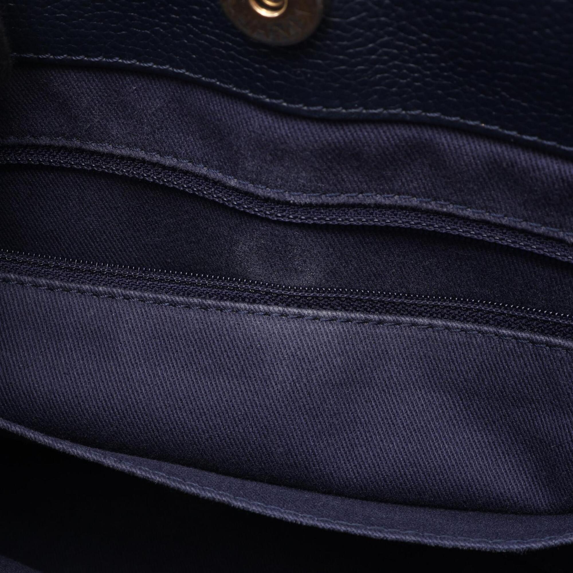 Chanel Navy Leather Handbag Tote Bag (Pre-Owned)