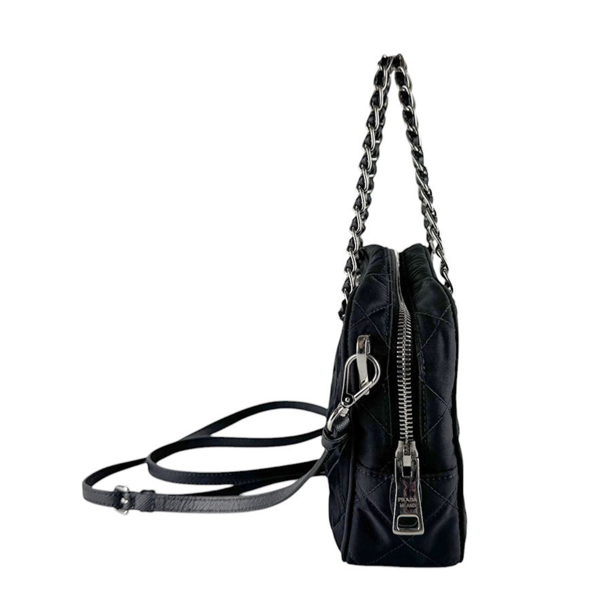 Prada Black Nylon Leather Handbag (Pre-Owned)