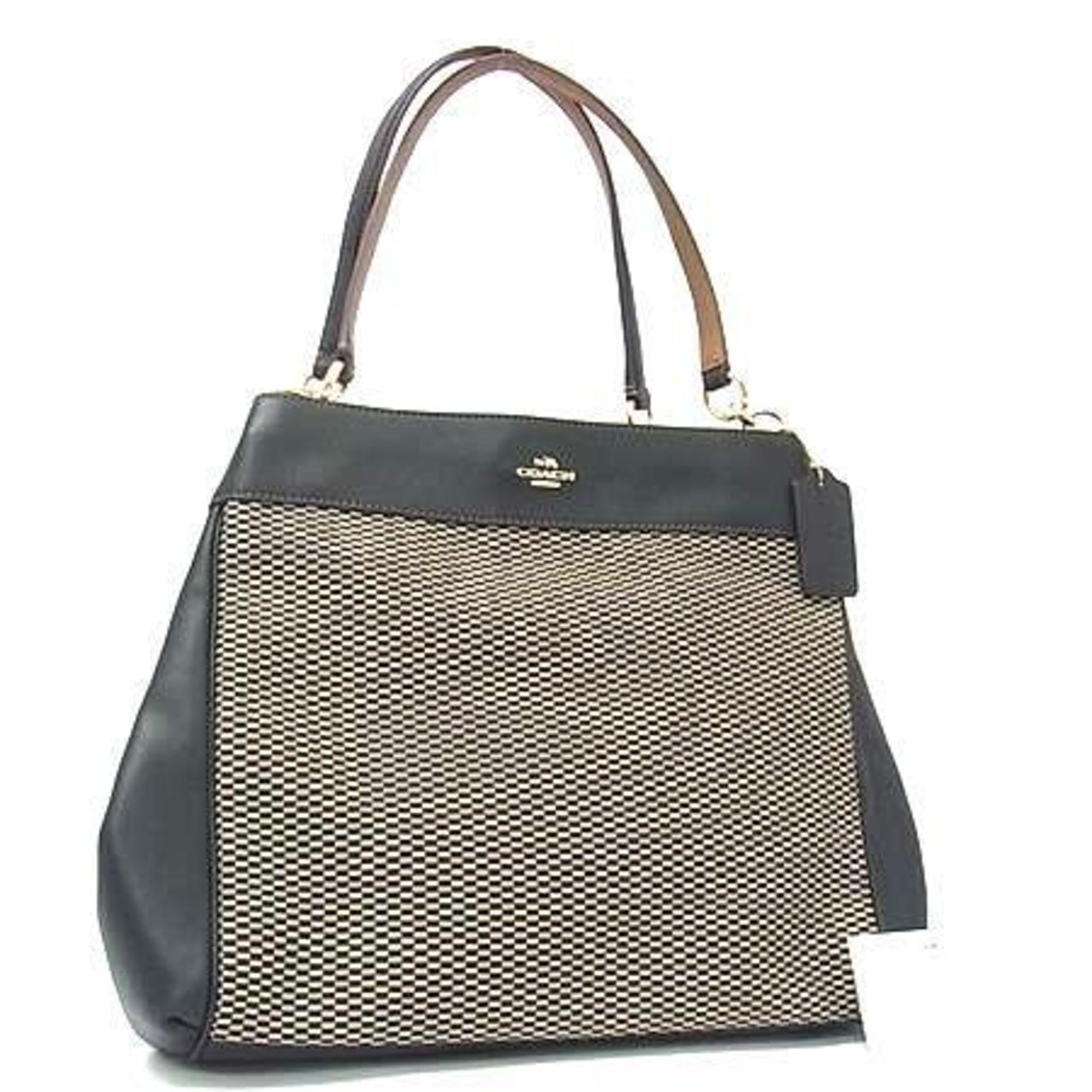 Coach Black Canvas Leather Handbag Shoulder Bag Tote Bag (Pre-Owned)