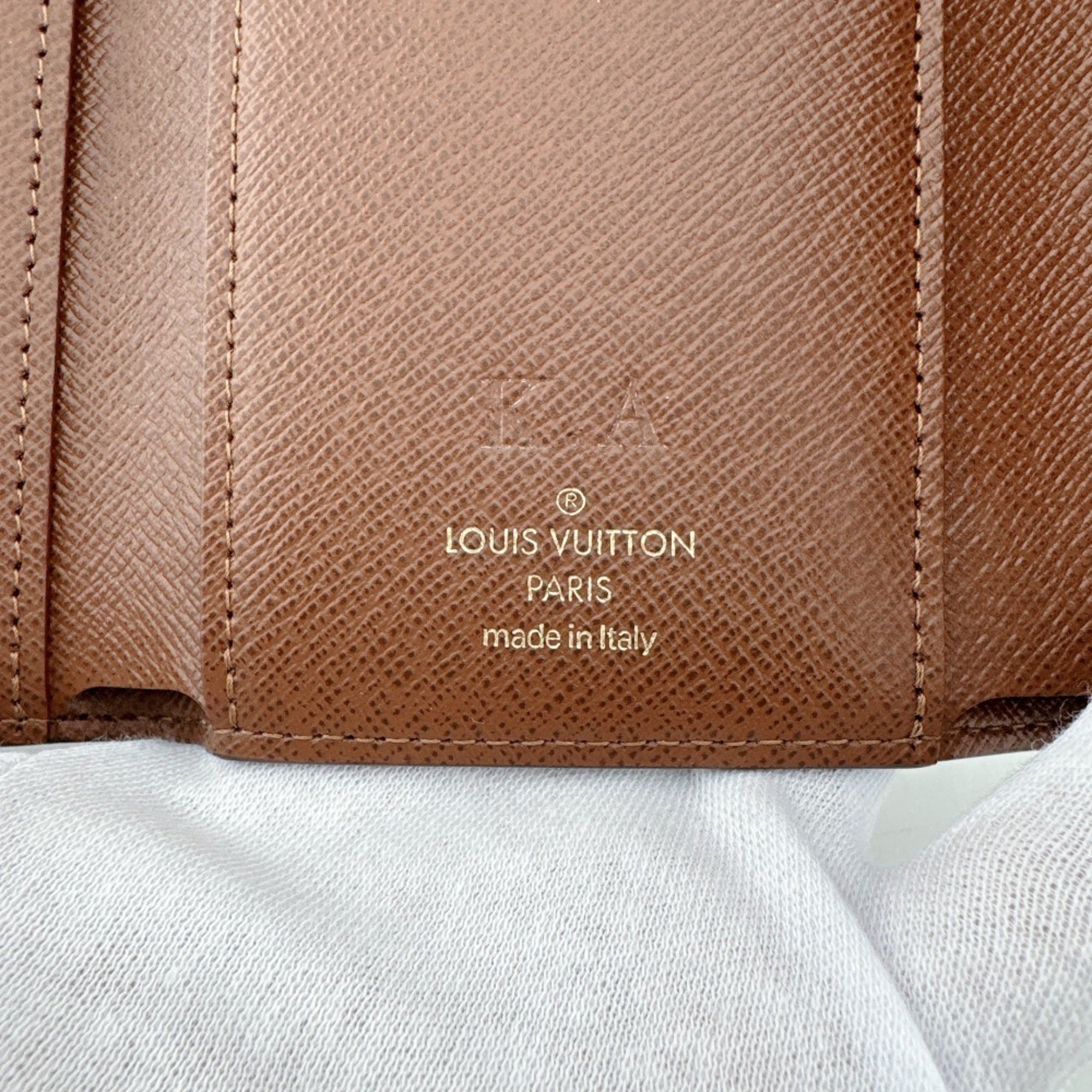 Louis Vuitton Monogram Brown Leather Wallet (Tri-Fold) (Pre-Owned)