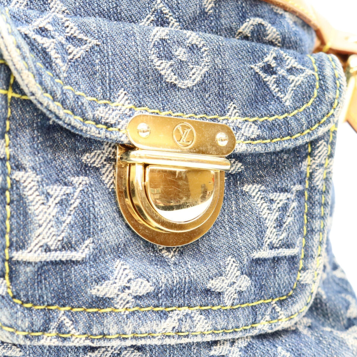 Louis Vuitton Gold Monogram Denim Shoulder Bag (Pre-Owned)