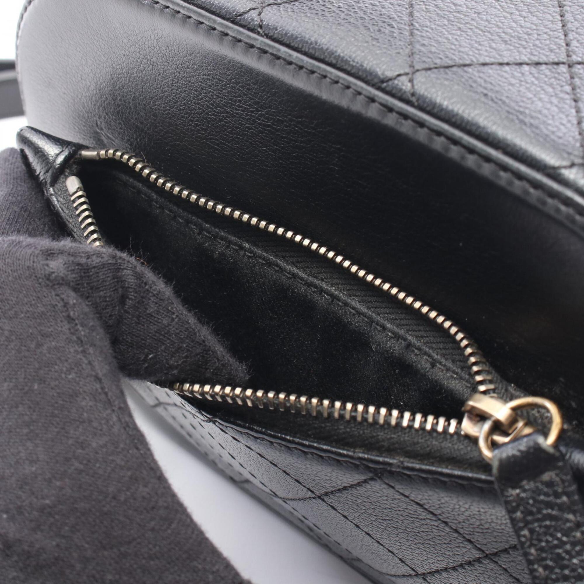 Chanel Black Leather Handbag Shoulder Bag (Pre-Owned)