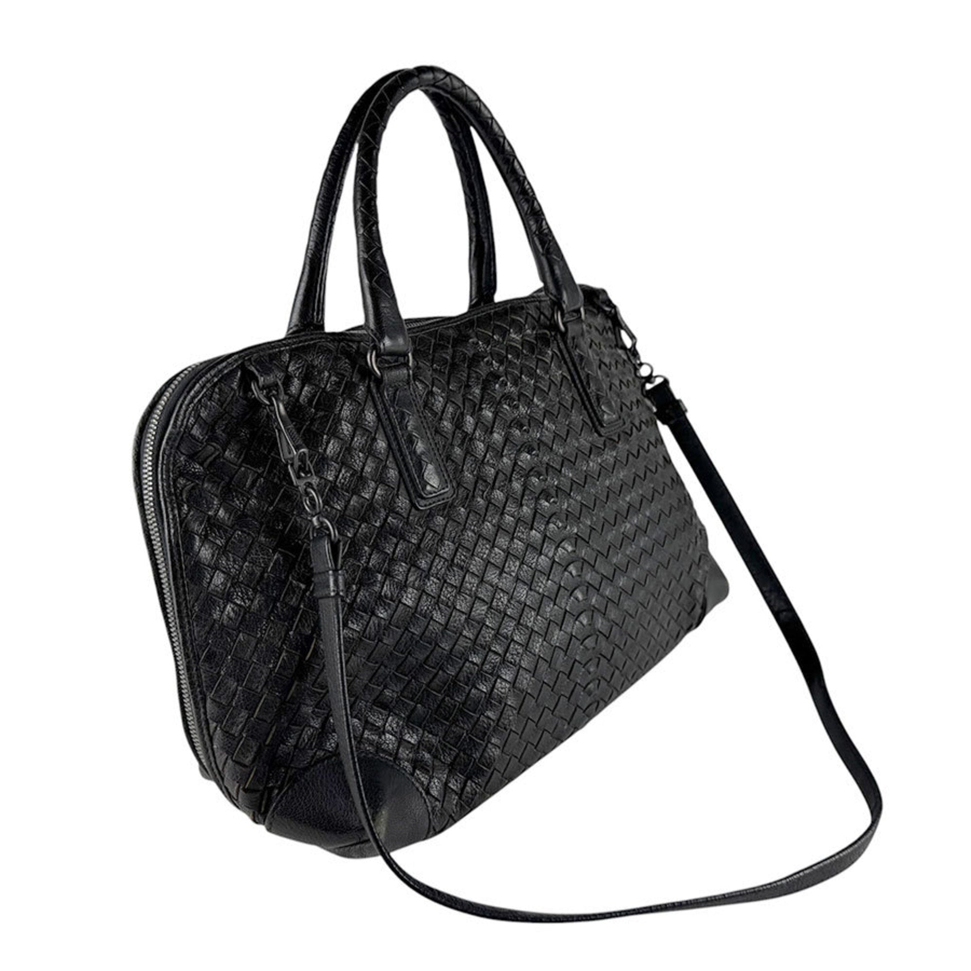 Bottega Veneta Black Intrecciato Handbag Shoulder Bag (Pre-Owned)