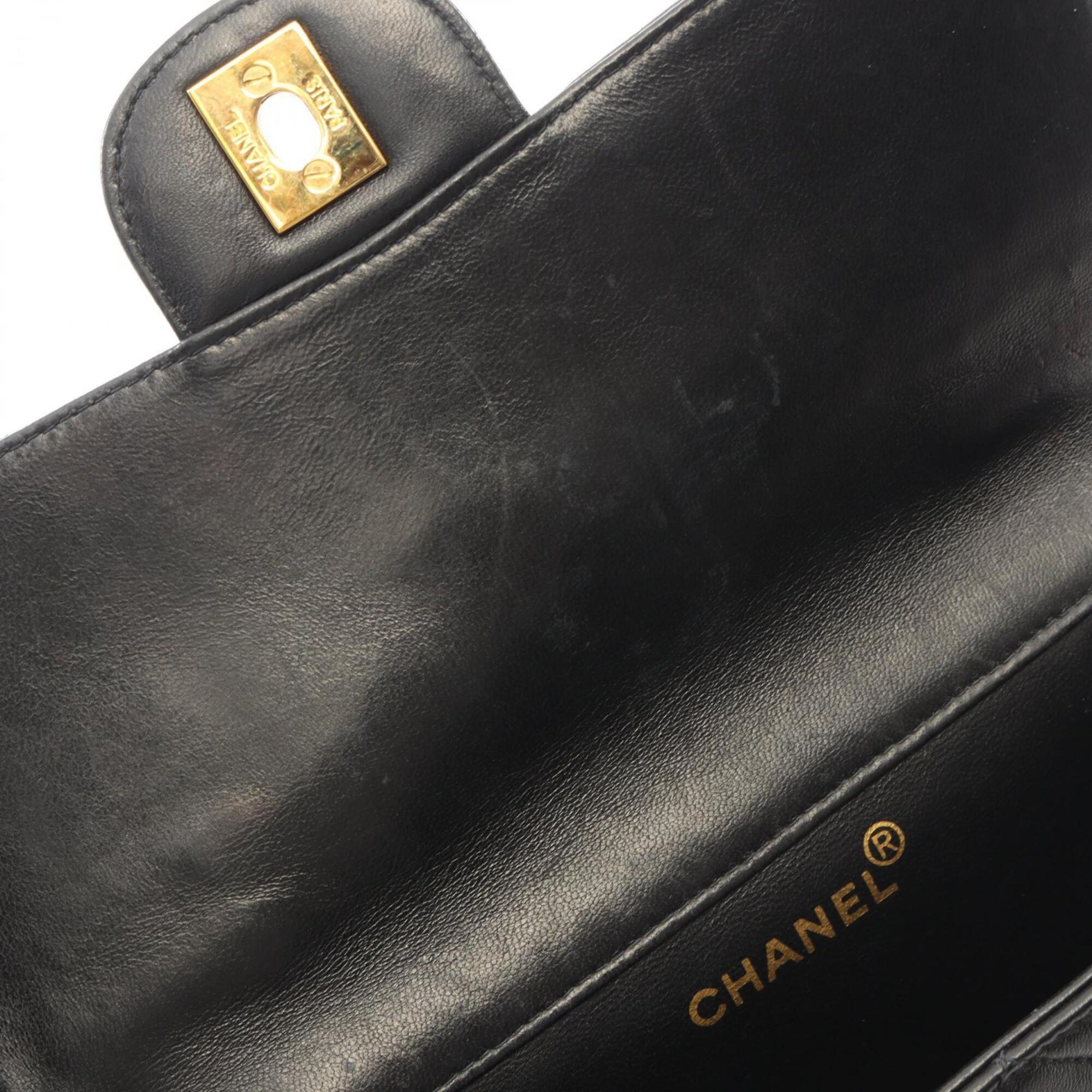 Chanel Matelasse Black Leather Handbag Shoulder Bag (Pre-Owned)