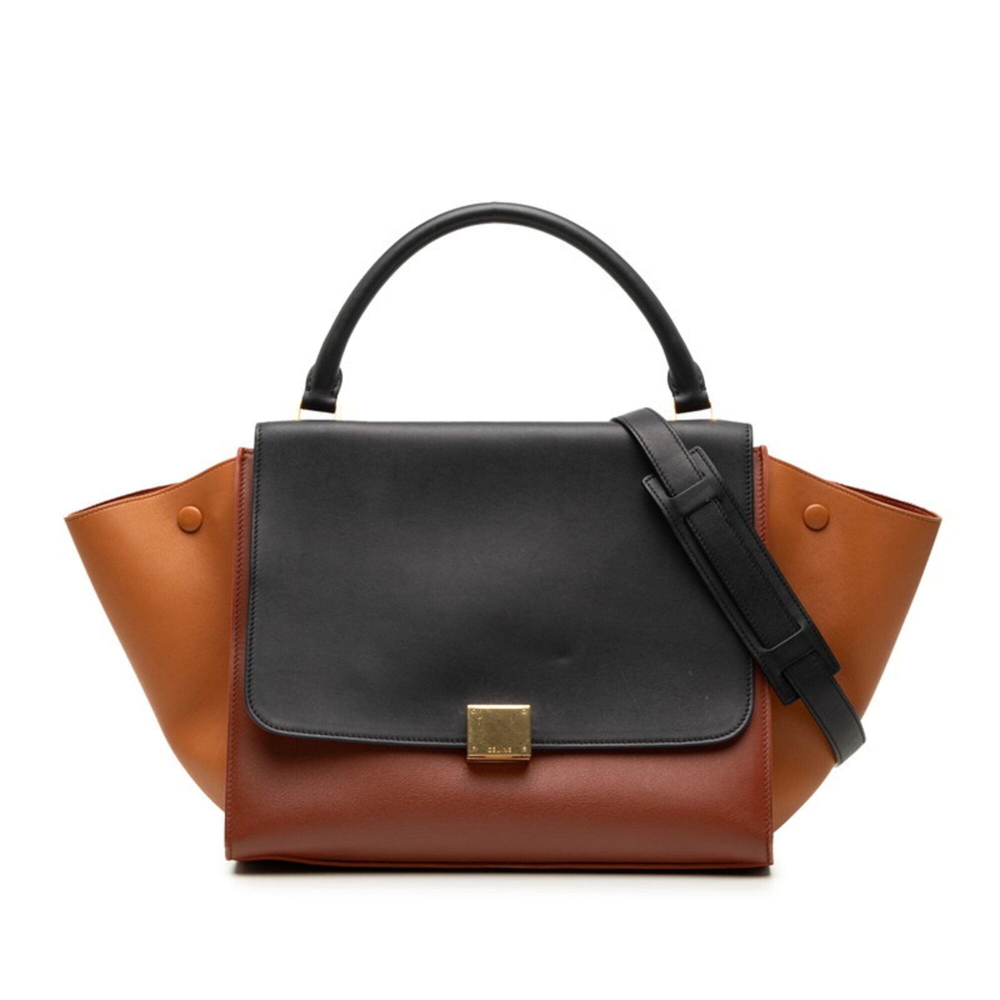 Celine Trapeze Black Brown Leather Handbag Shoulder Bag (Pre-Owned)