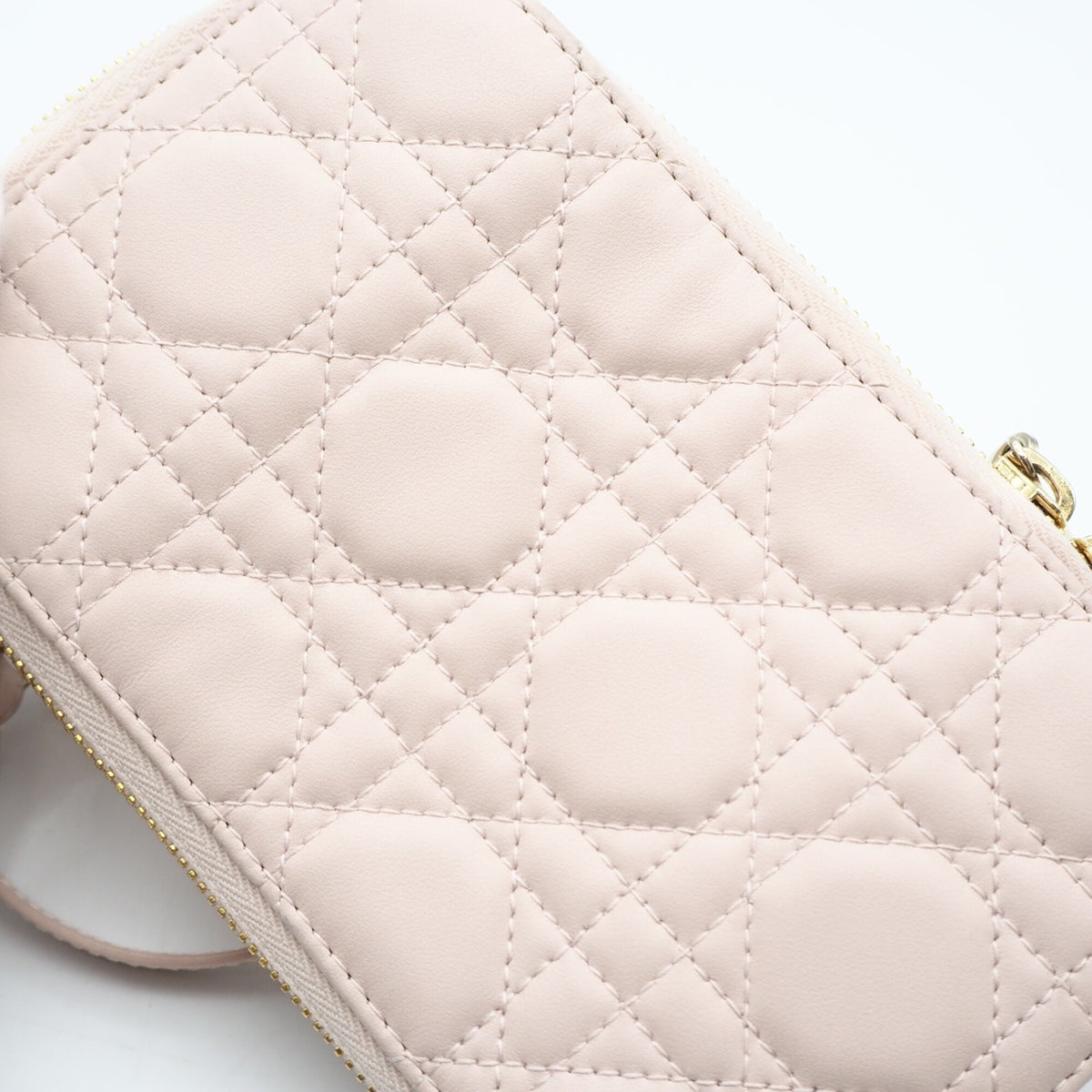 Christian Dior Lady Dior Pink Beige Leather Shoulder Bag (Pre-Owned)