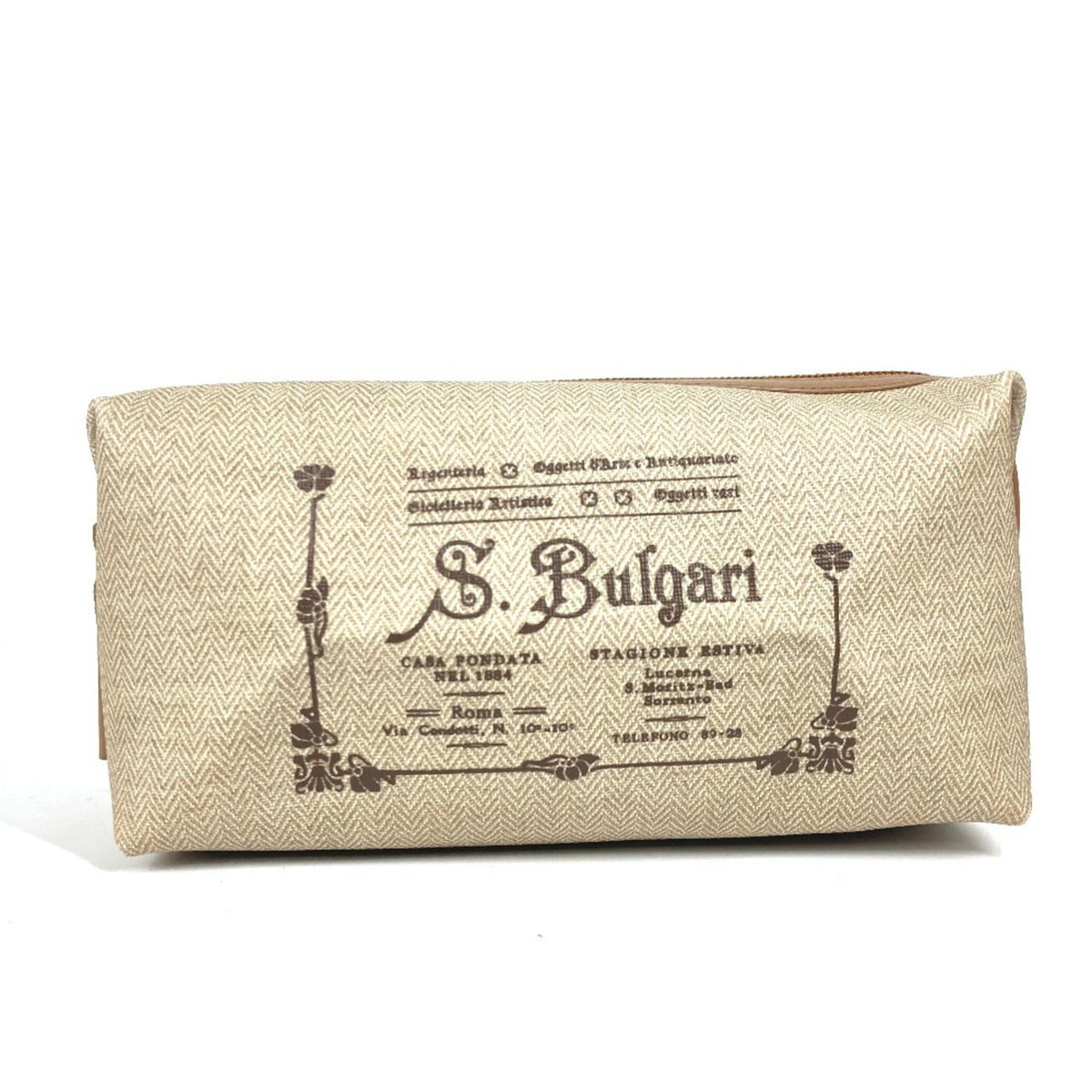 Bvlgari Beige Leather Pvc Pouch (Pre-Owned)