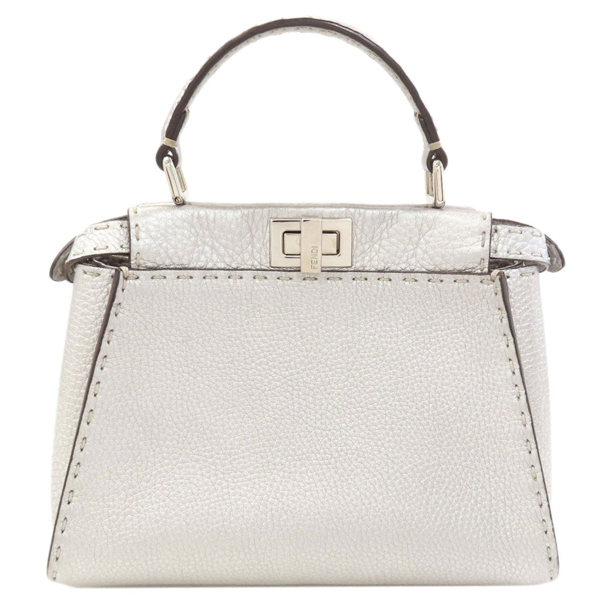 Fendi Peekaboo Silver Leather Handbag (Pre-Owned)