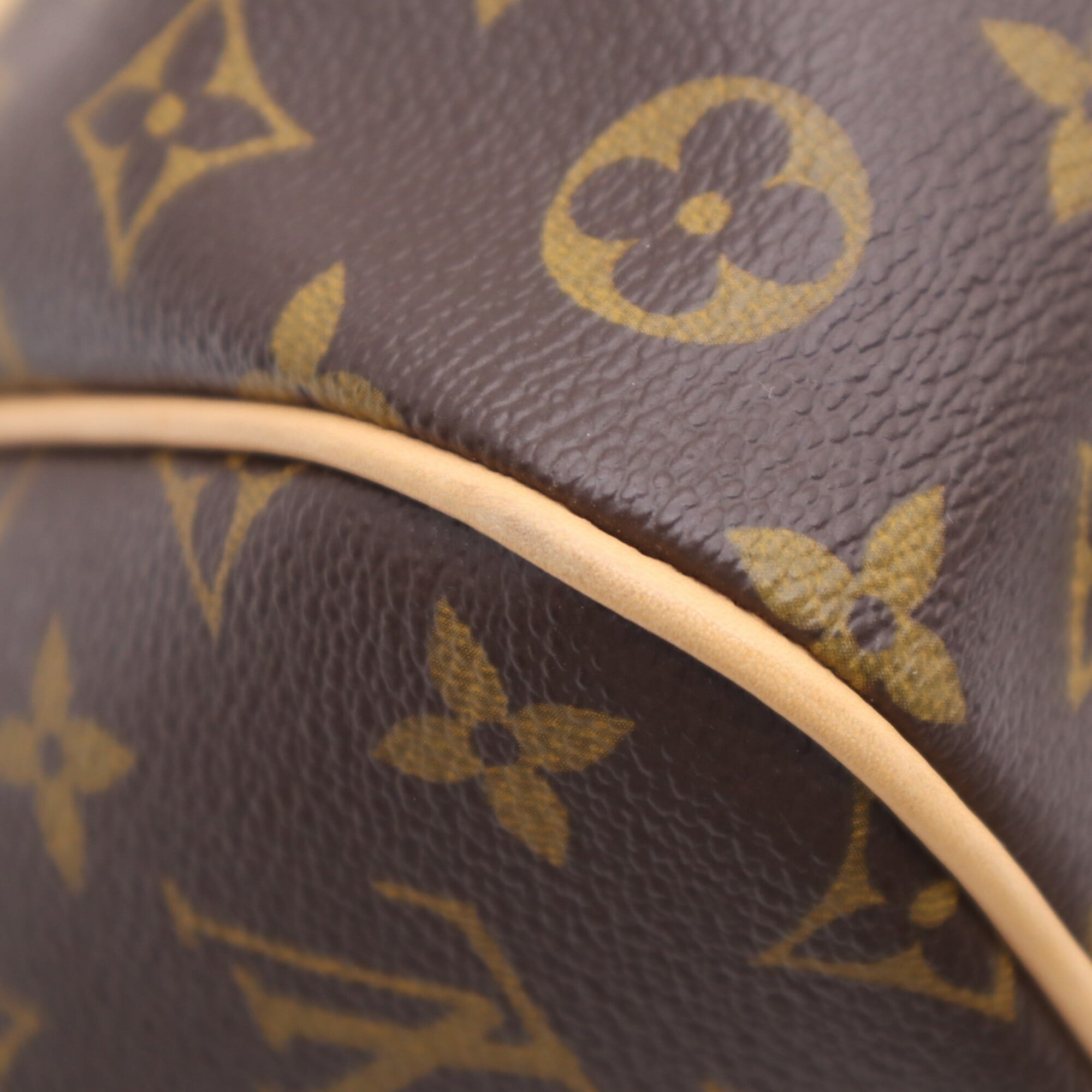 Louis Vuitton Beige Brown Coated Canvas Leather Handbag (Pre-Owned)