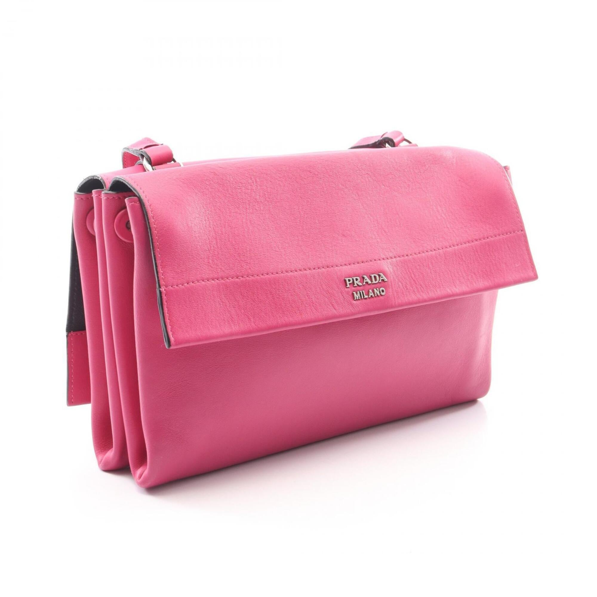 Prada Pink Leather Handbag Shoulder Bag (Pre-Owned)