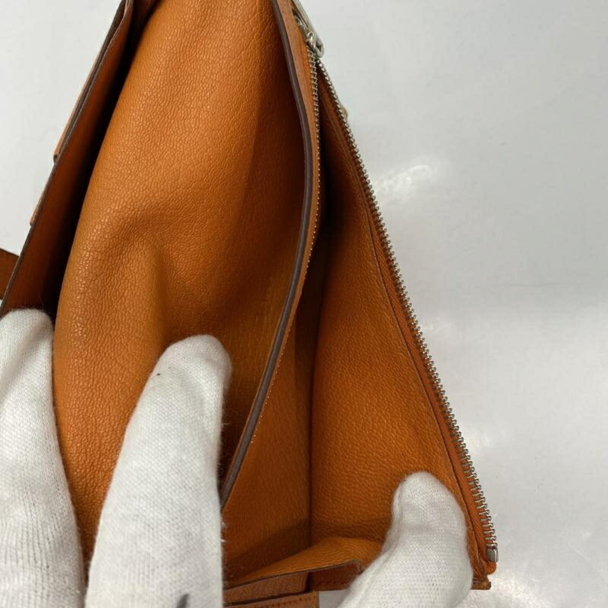 Hermes Bearn Orange Long Wallet (Bi-Fold) (Pre-Owned)