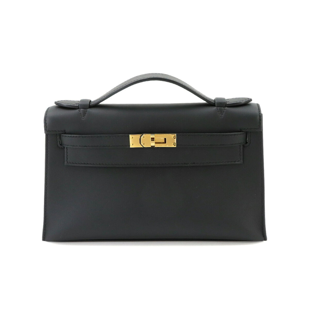 Hermes Kelly Black Swift Leather Handbag (Pre-Owned)