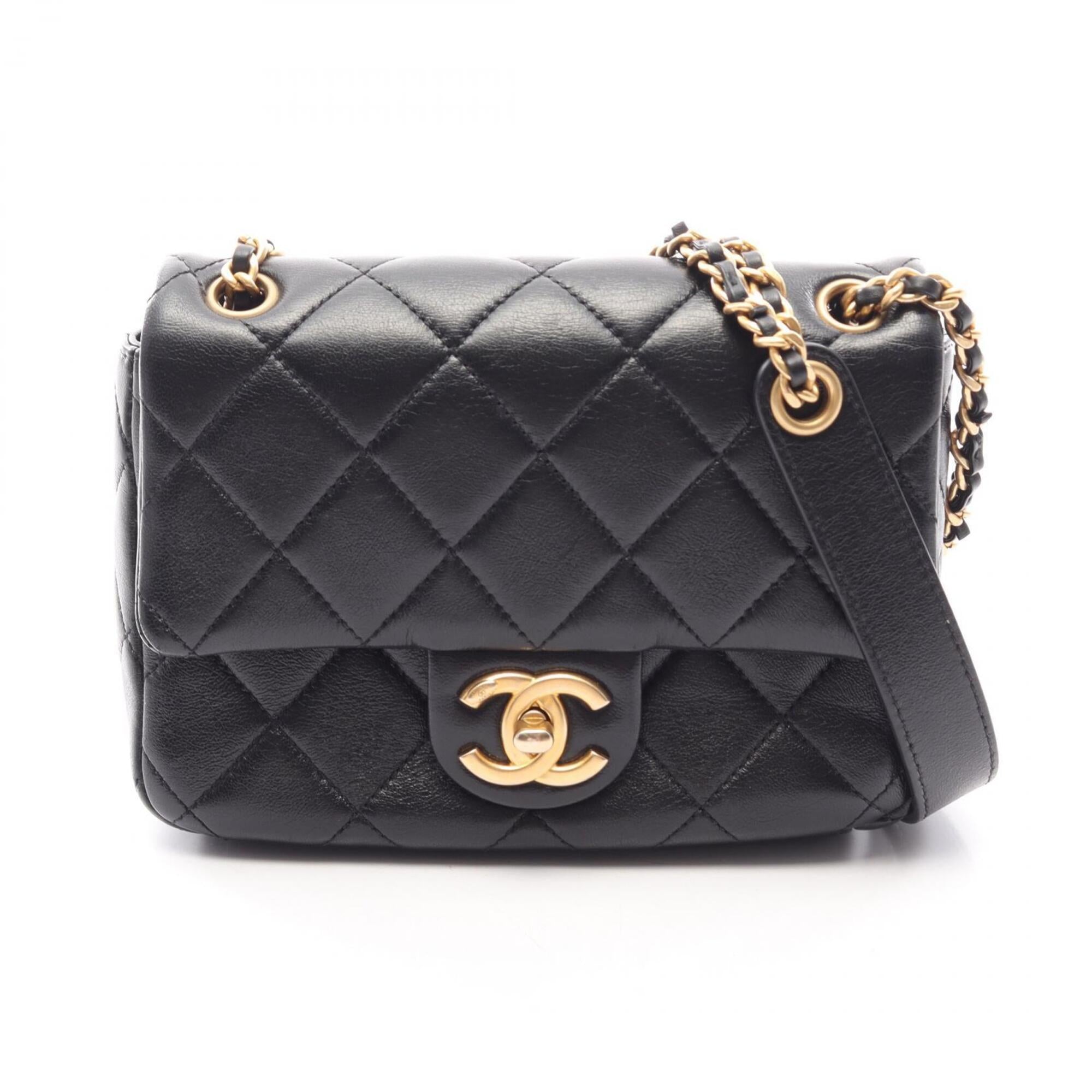Chanel Black Leather Handbag Shoulder Bag (Pre-Owned)