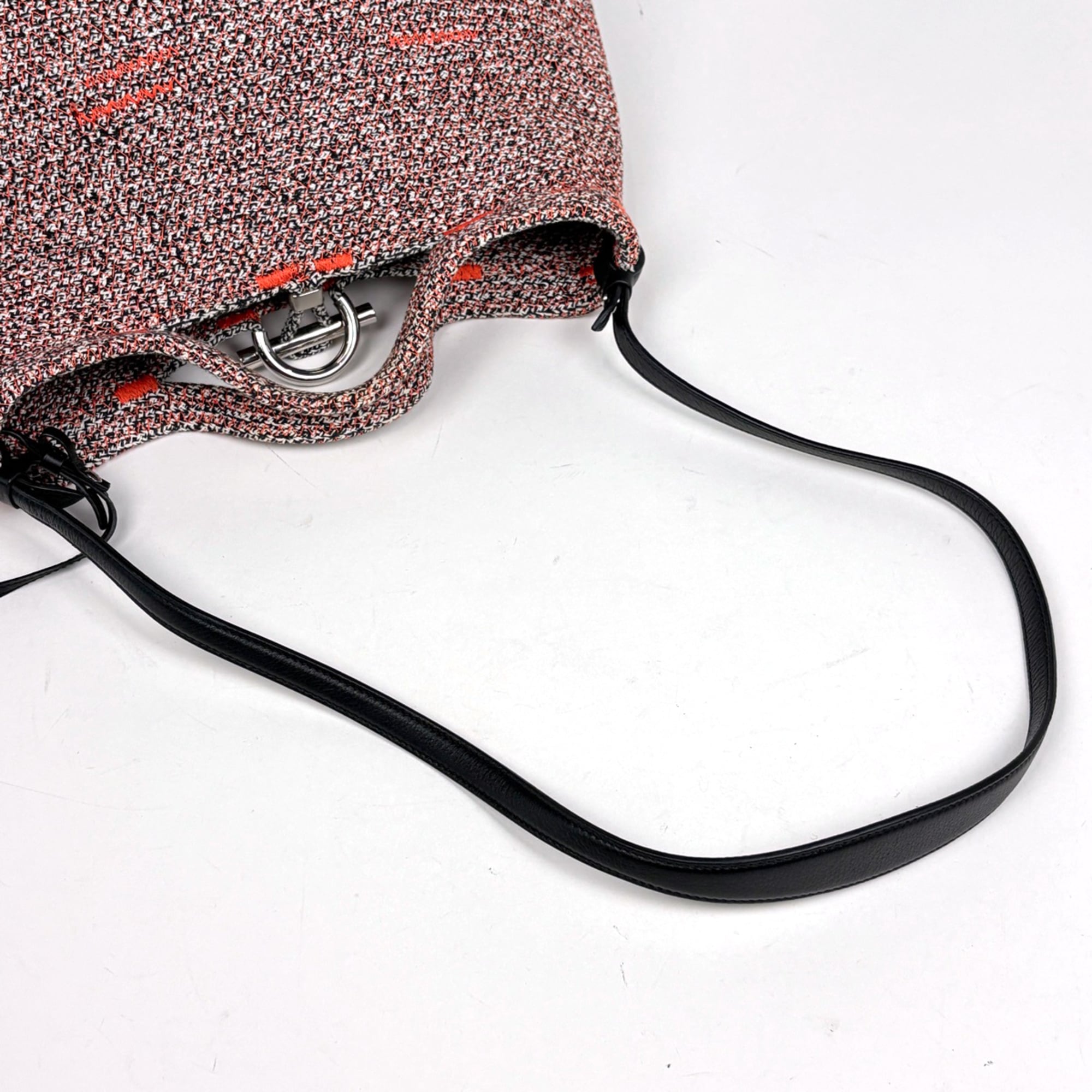 Balenciaga Black Multi-Color Canvas Leather Handbag Pouch Shoulder Bag (Pre-Owned)