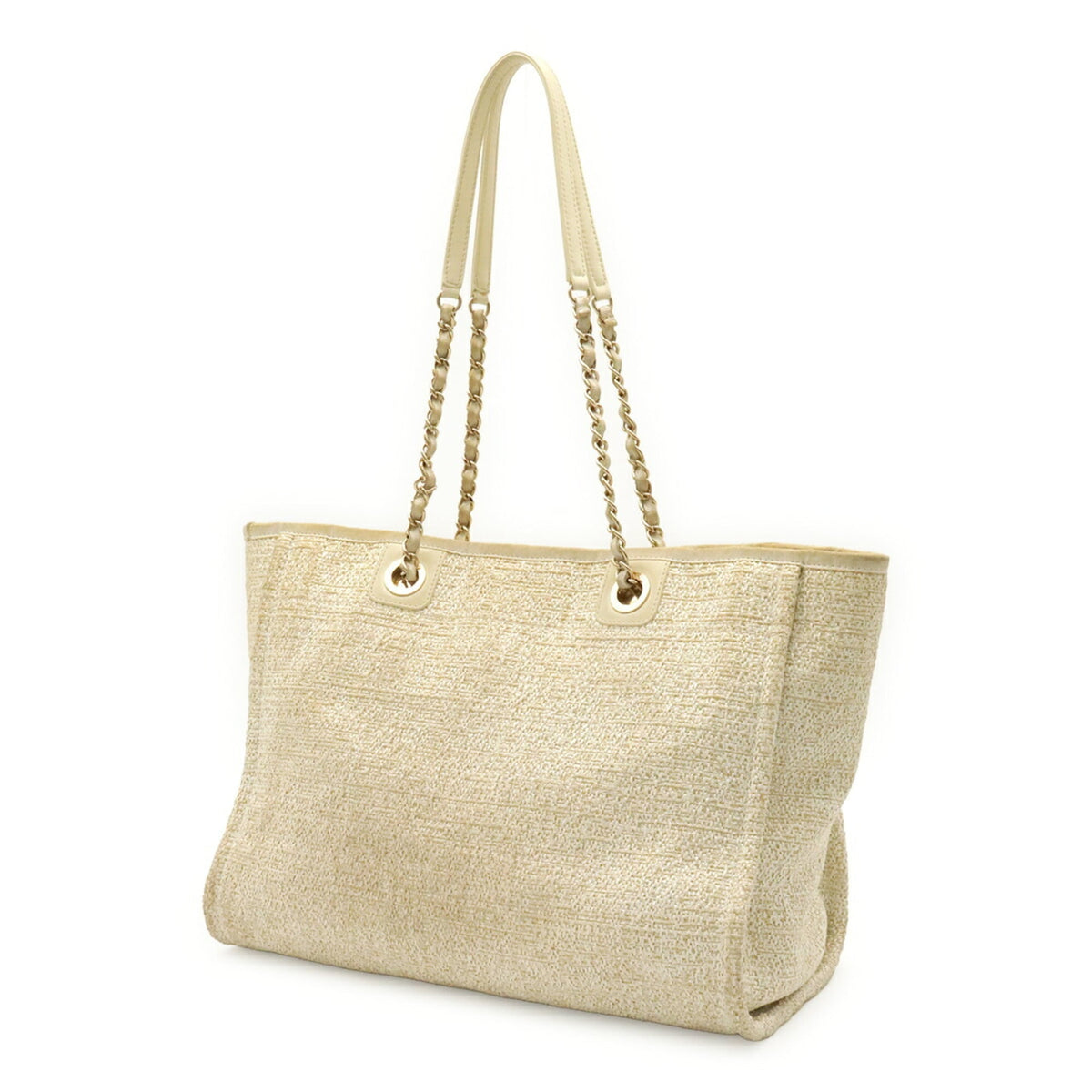 Chanel White Raffia Shoulder Bag Tote Bag (Pre-Owned)