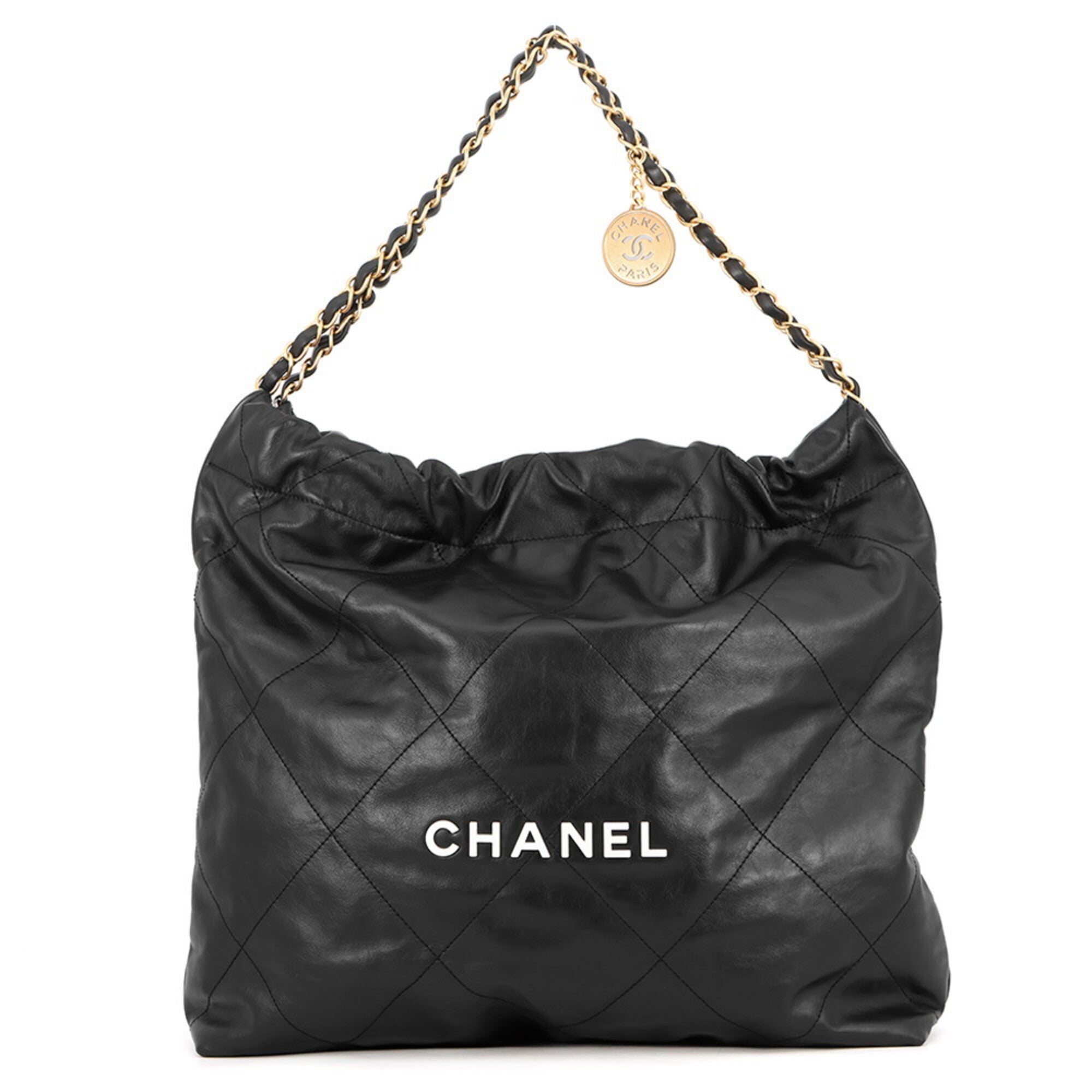 Chanel Black Leather Handbag Pouch Shoulder Bag (Pre-Owned)