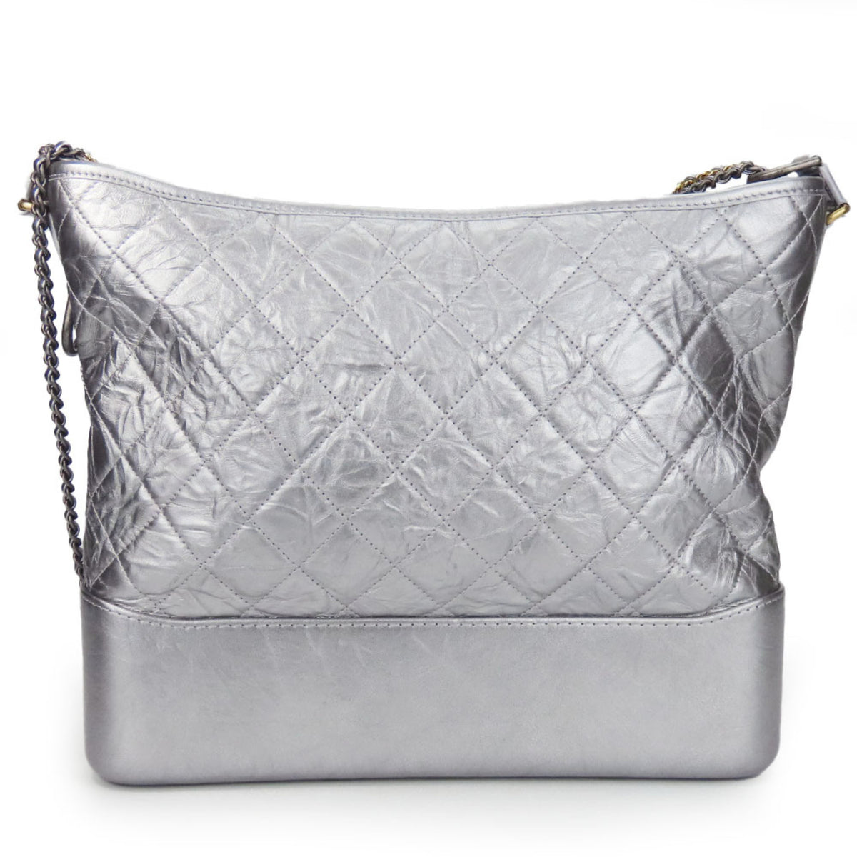Chanel Metallic Silver Leather Shoulder Bag (Pre-Owned)