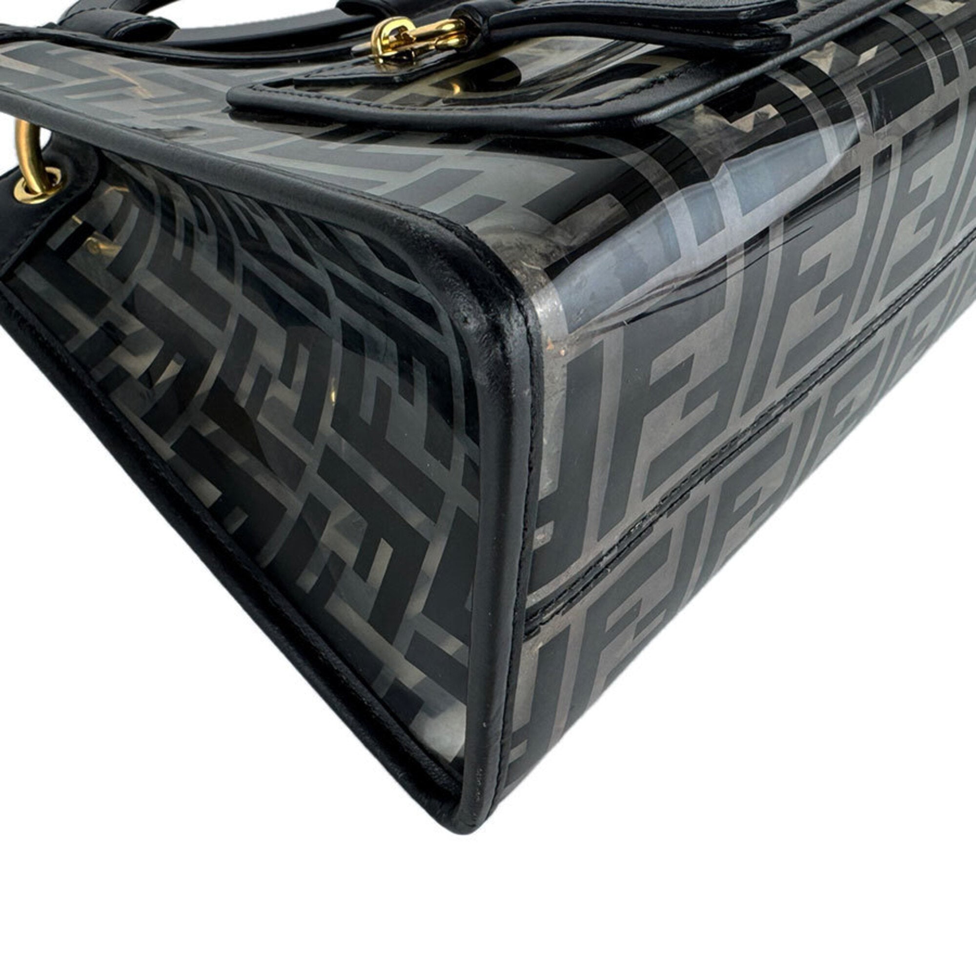 Fendi Black Clear Vinyl Leather Handbag Shoulder Bag (Pre-Owned)