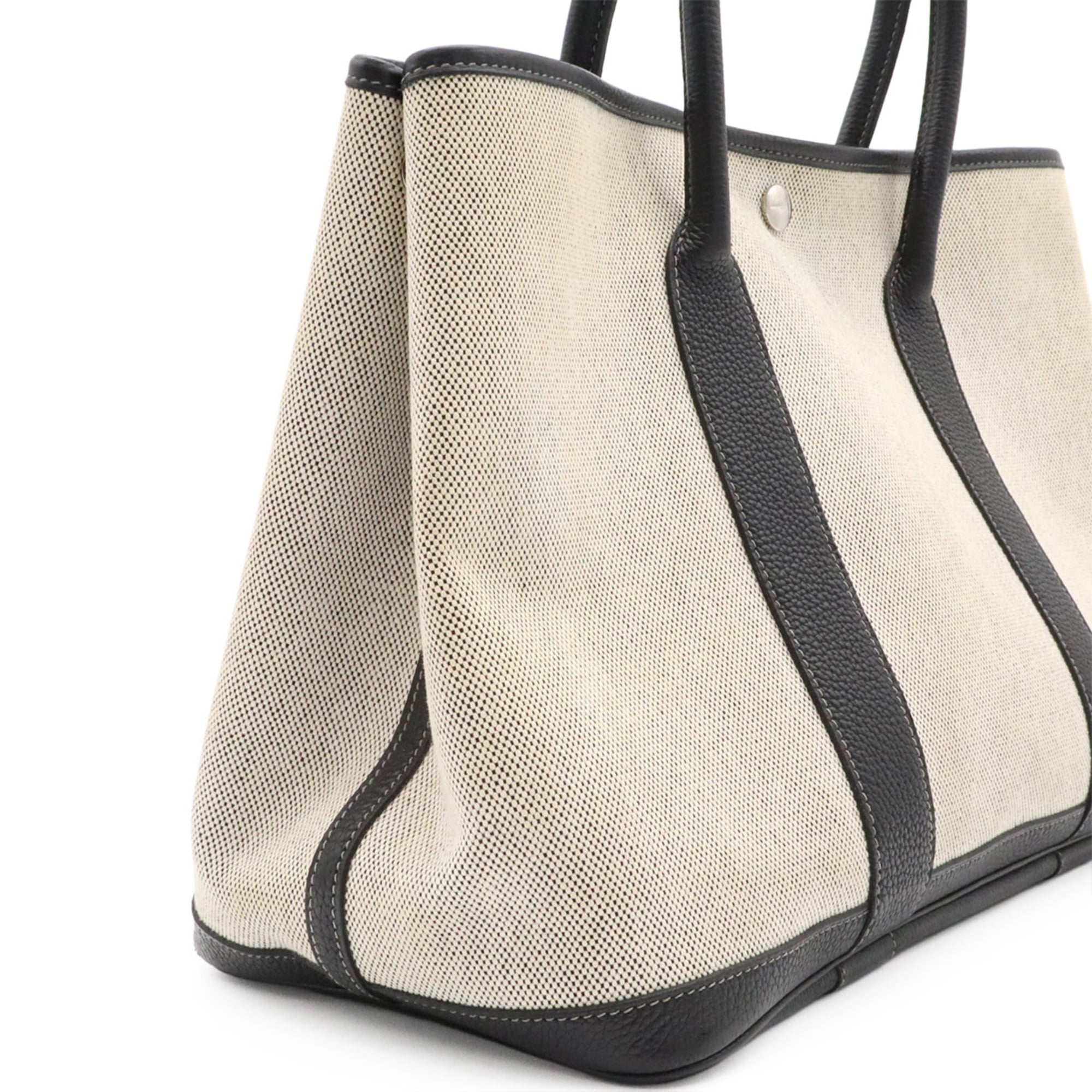Hermes Garden Black Gray Toile H Handbag Tote Bag (Pre-Owned)